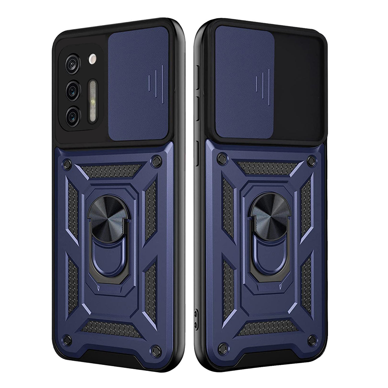 Case TPU Shockproof Kickstand Ring Holder Slide Camera Cover Magnetic Car Mount Motorola G Stylus Blue Color