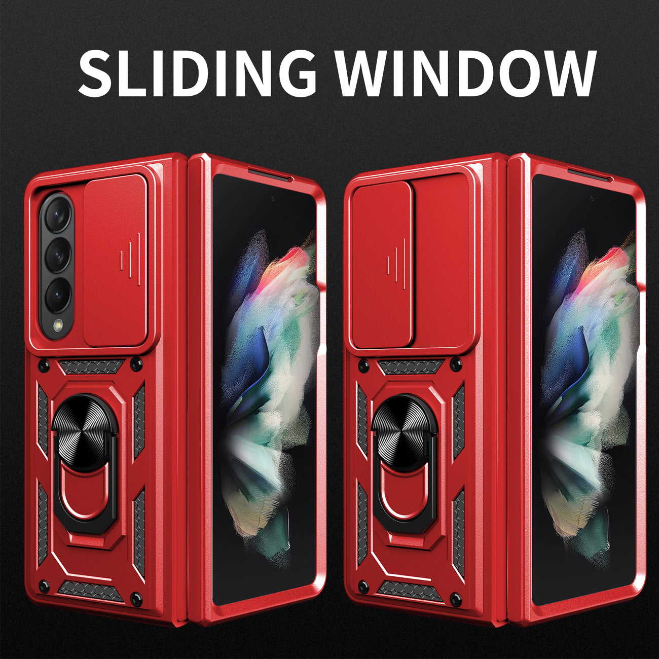 Kickstand Ring Holder TPU Magnetic Car Mount for SAMSUNG GALAXY Z FOLD 4 In Red