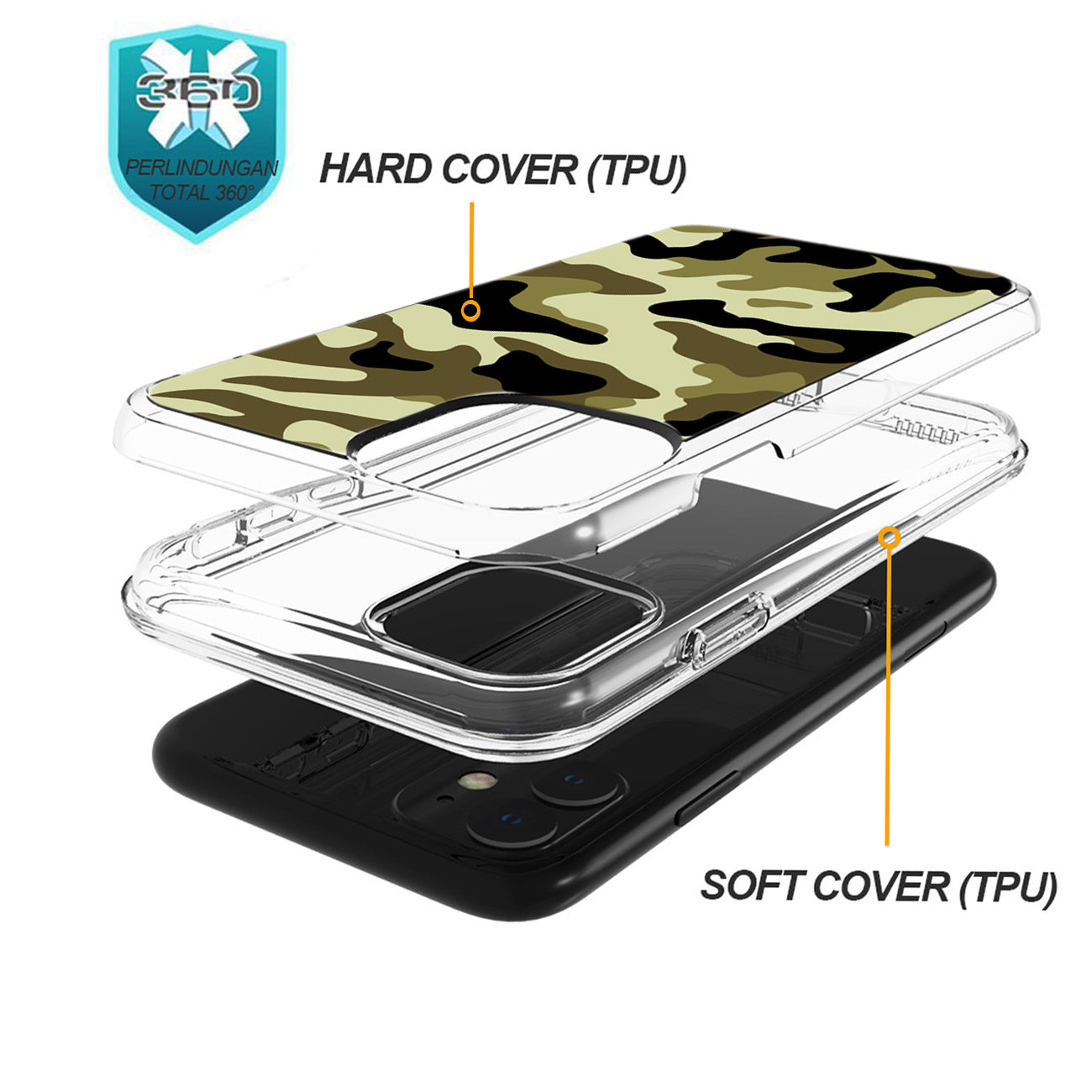 Camouflage Dual Layer Hybrid Hard & Soft TPU Rubber Case for IPH 11 In Green