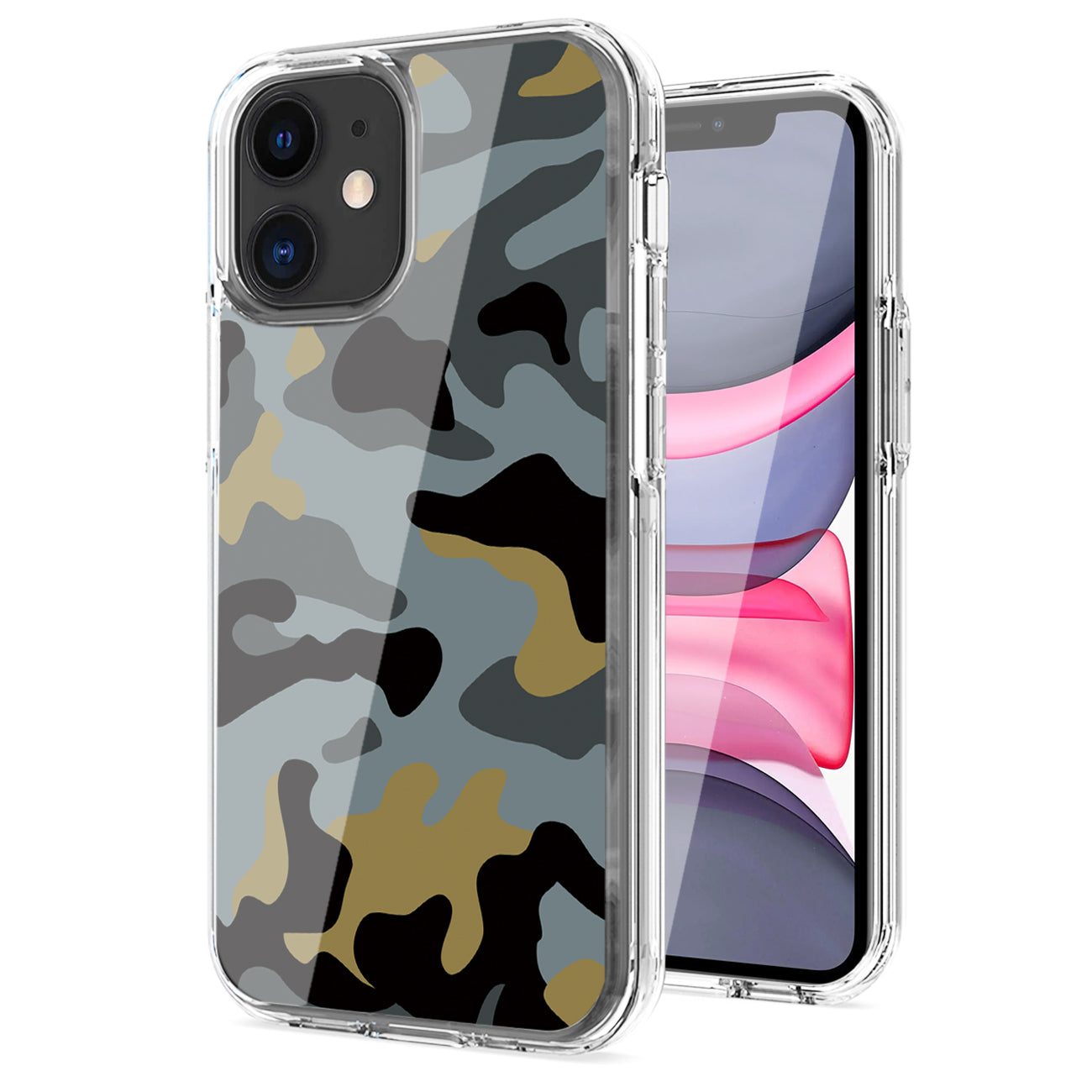 Camouflage Dual Layer Hybrid Hard Plastic and Soft TPU Rubber Case Cover for APPLE IPHONE 11 In Blue
