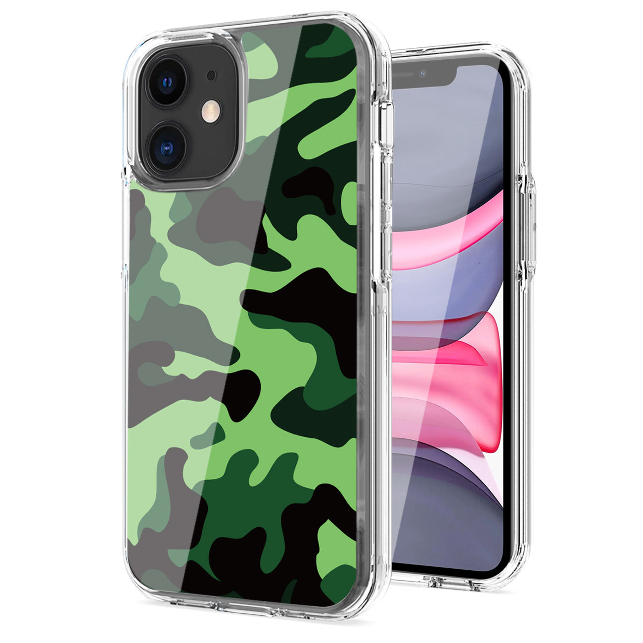 Camouflage Dual Layer Hybrid Hard & Soft TPU Rubber Case for IPH 11 In Mint Green