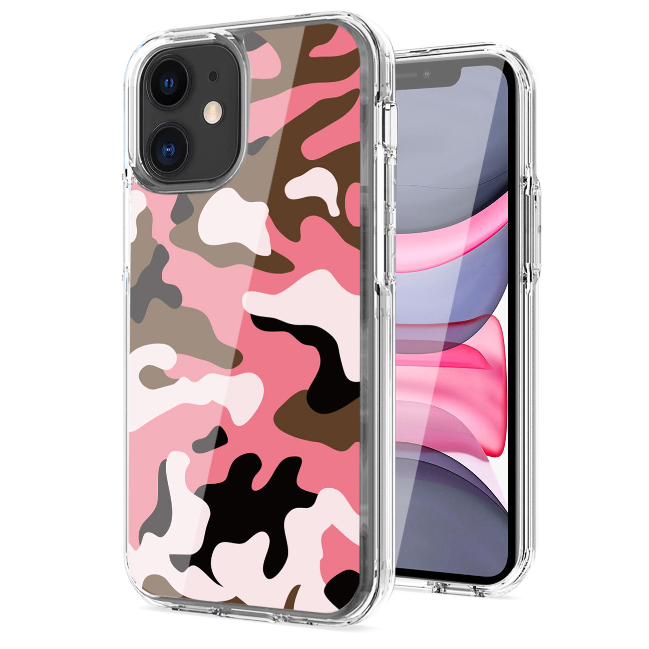 Camouflage Dual Layer Hybrid Hard Plastic and Soft TPU Rubber Case Cover for APPLE IPHONE 11 In Pink