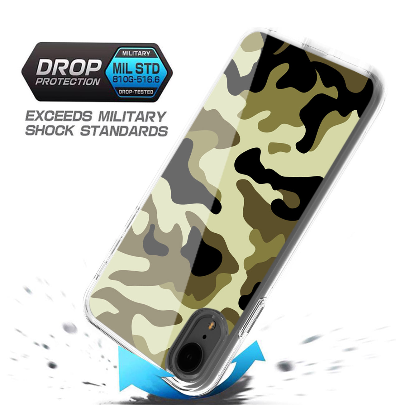 Camouflage Dual Layer Hybrid Hard & Soft TPU Rubber Case for IPH XR In Green