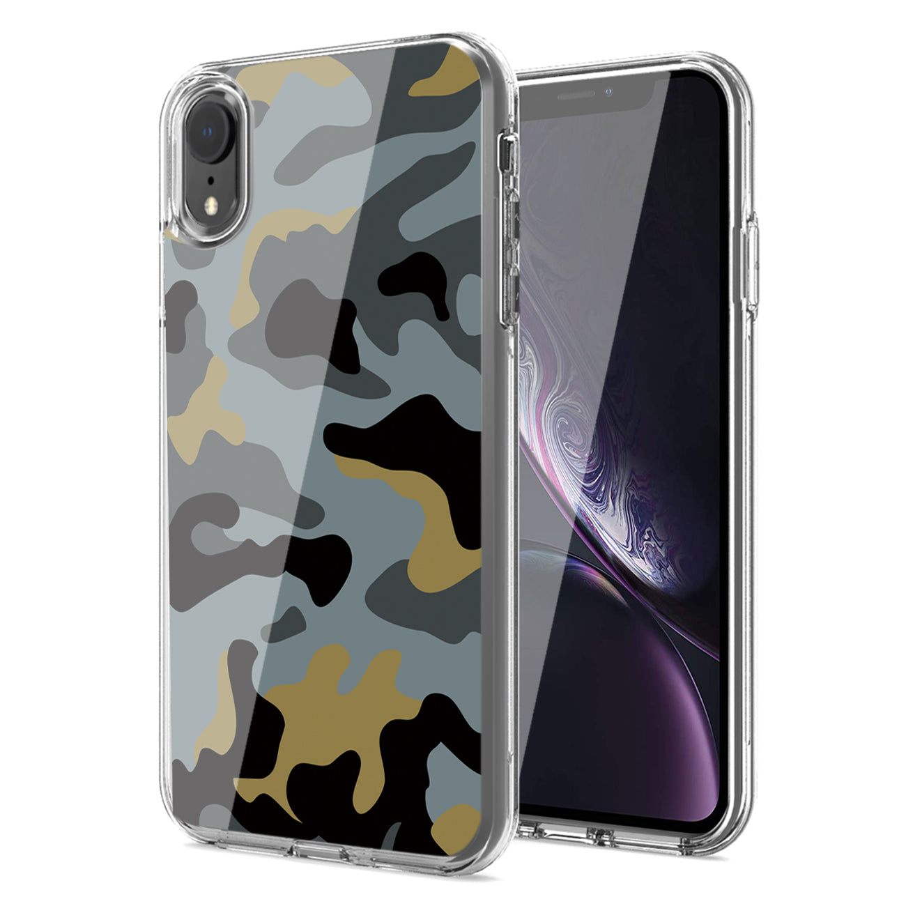 Camouflage Dual Layer Hybrid Hard Plastic and Soft TPU Rubber Case Cover for APPLE IPHONE XR In Blue