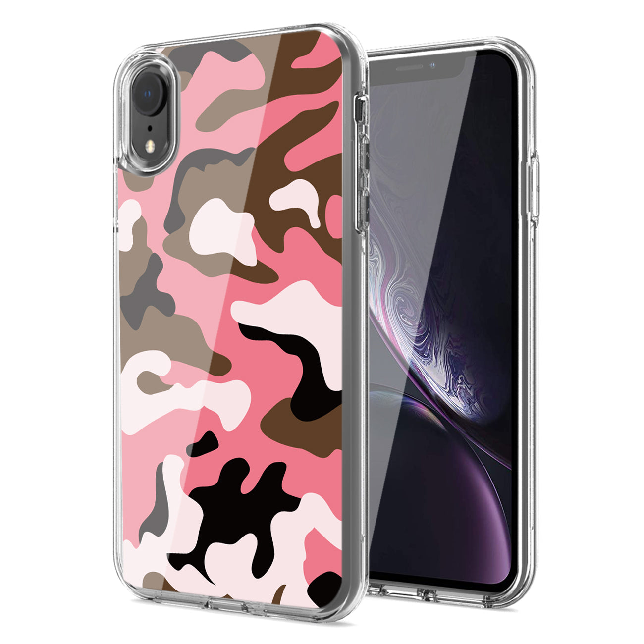 Camouflage Dual Layer Hybrid Hard Plastic and Soft TPU Rubber Case Cover for APPLE IPHONE XR In Pink