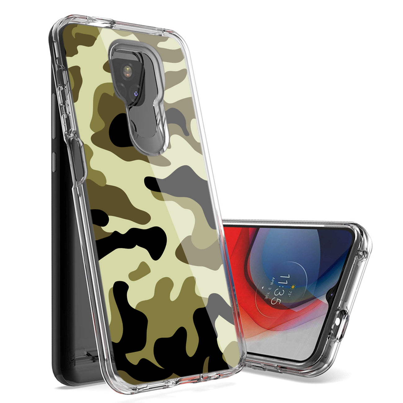 Camouflage Dual Layer Hybrid Hard & Soft TPU Rubber Case for MOTOROLA G PLAY In Green