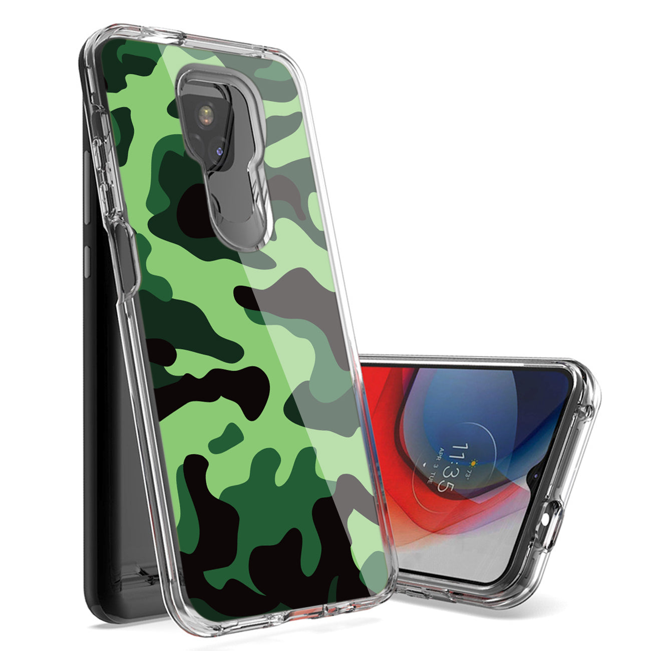 Camouflage Dual Layer Hybrid Hard & Soft TPU Rubber Case for MOTOROLA G PLAY In Mint Green