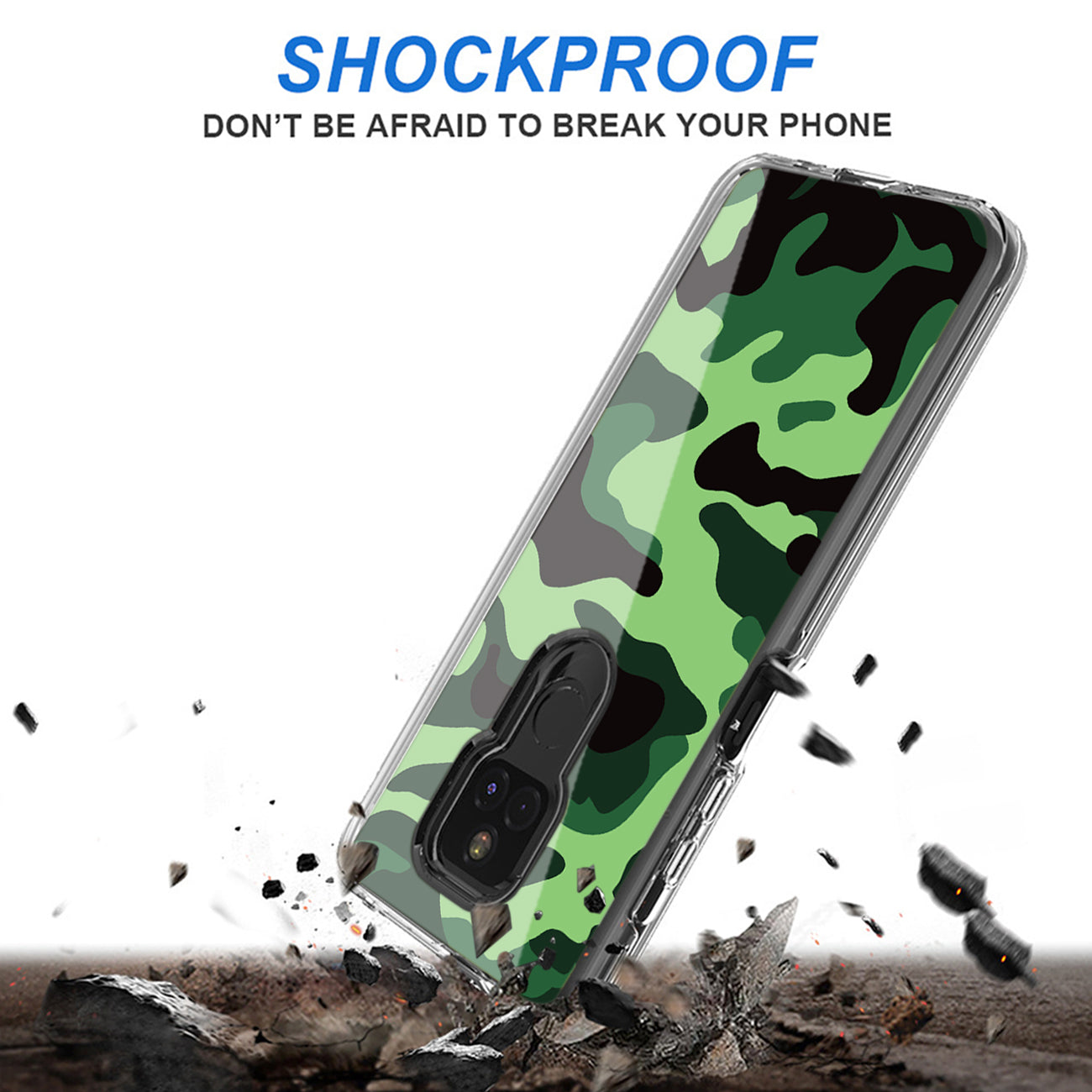 Camouflage Dual Layer Hybrid Hard & Soft TPU Rubber Case for MOTOROLA G PLAY In Mint Green
