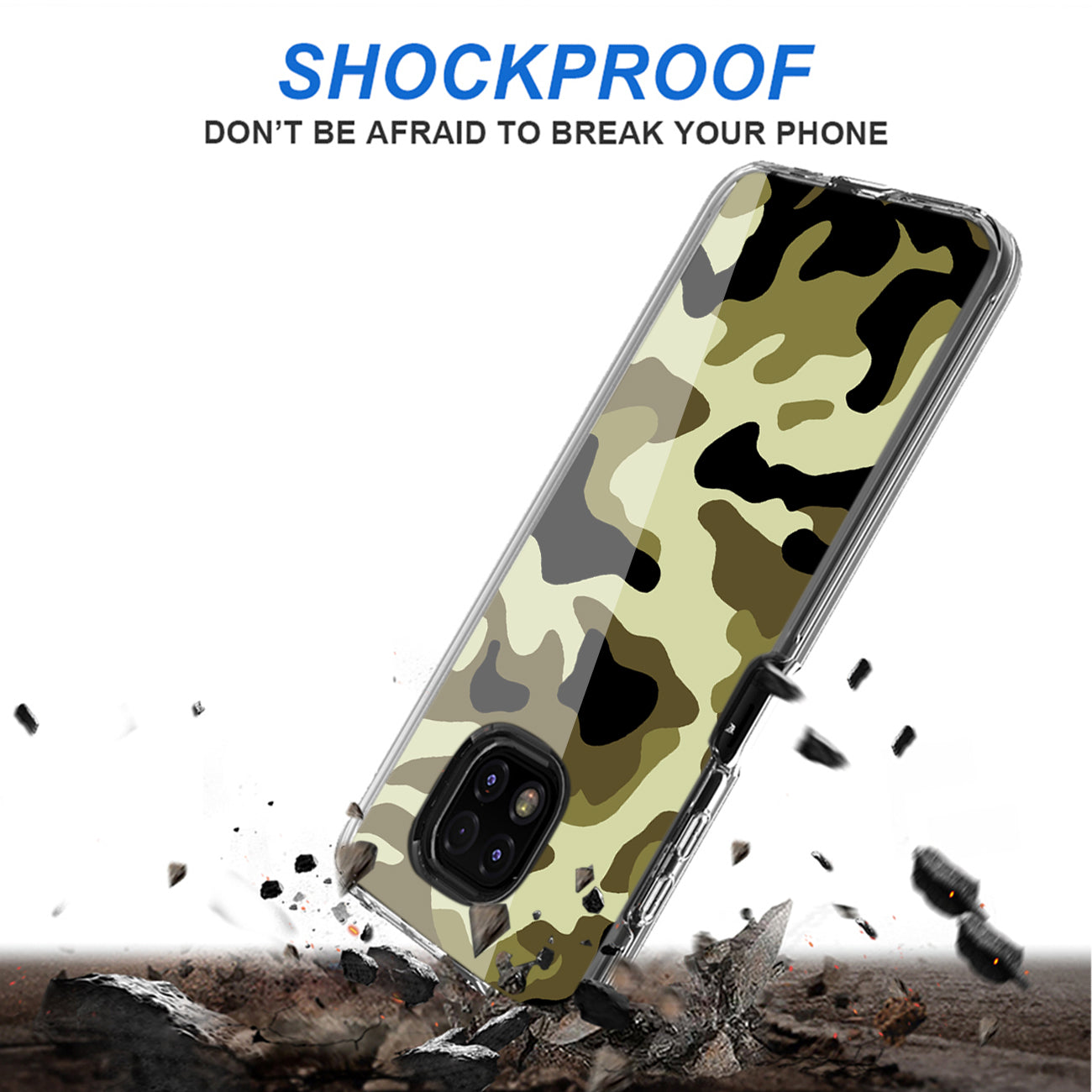 Camouflage Dual Layer Hybrid Hard & Soft TPU Rubber Case for MOTOROLA G POWER In Green