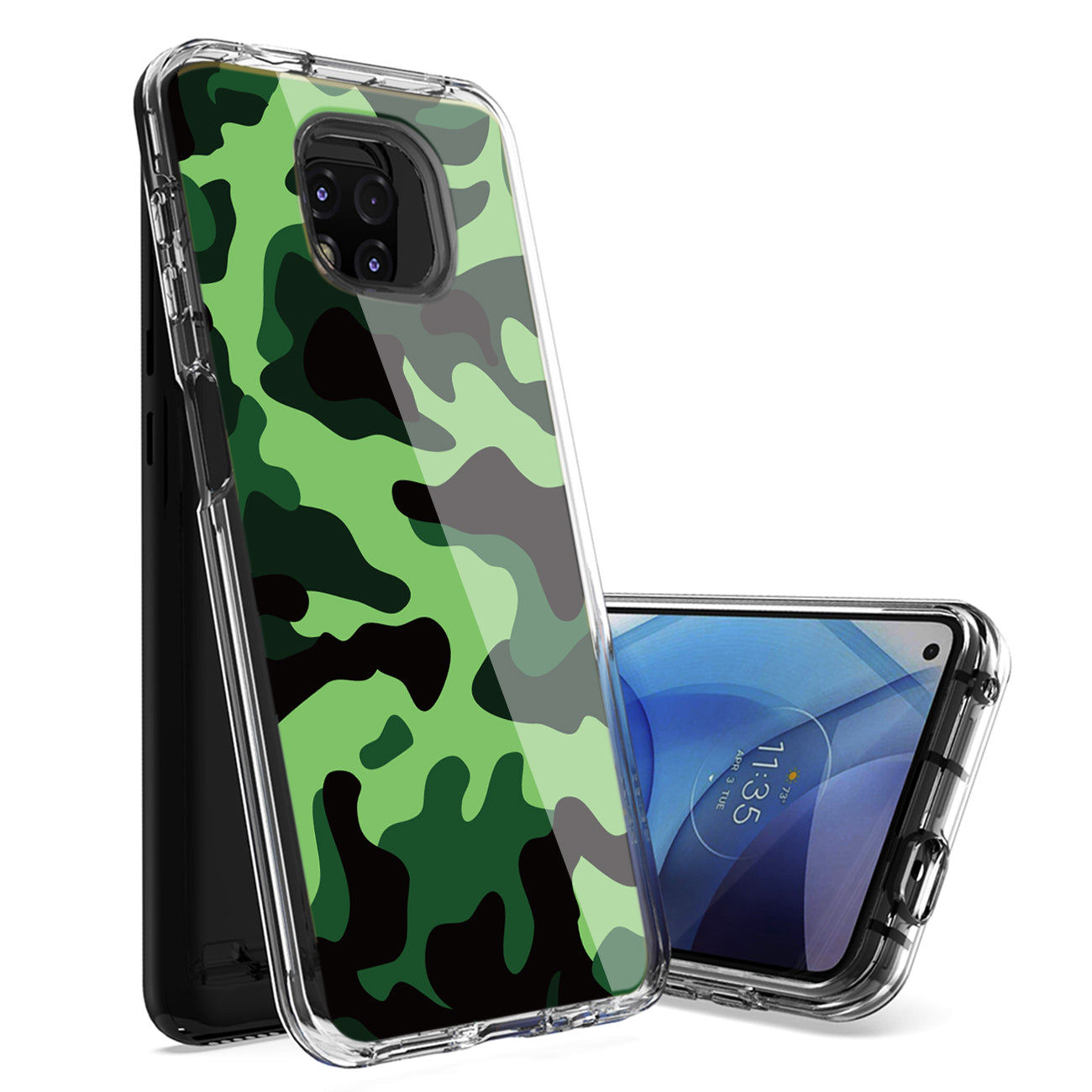 Camouflage Dual Layer Hybrid Hard & Soft TPU Rubber Case for MOTOROLA G POWER In Mint Green