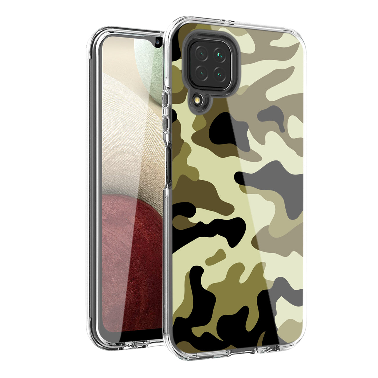 Camouflage Dual Layer Hybrid Hard & Soft TPU Rubber Case for SAMS GALAXY A12 5G In Green