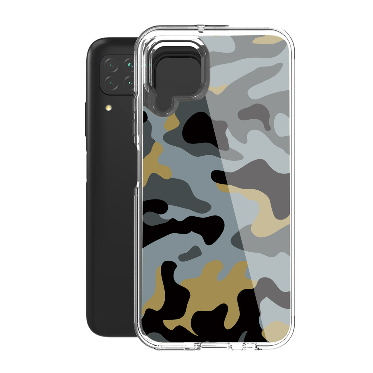 Camouflage Dual Layer Hybrid Hard & Soft TPU Rubber Case for SAMS GALAXY A12 5G In Blue