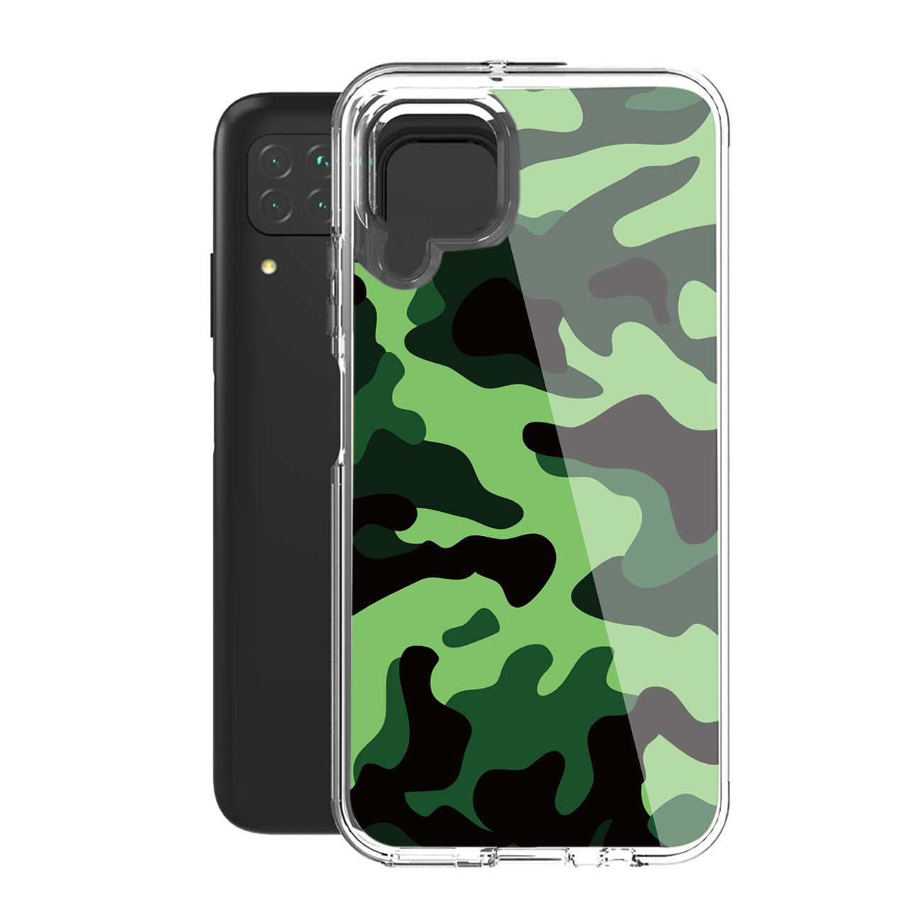 Camouflage Dual Layer Hybrid Hard & Soft TPU Rubber Case for SAMS GALAXY A12 5G In Mint Green