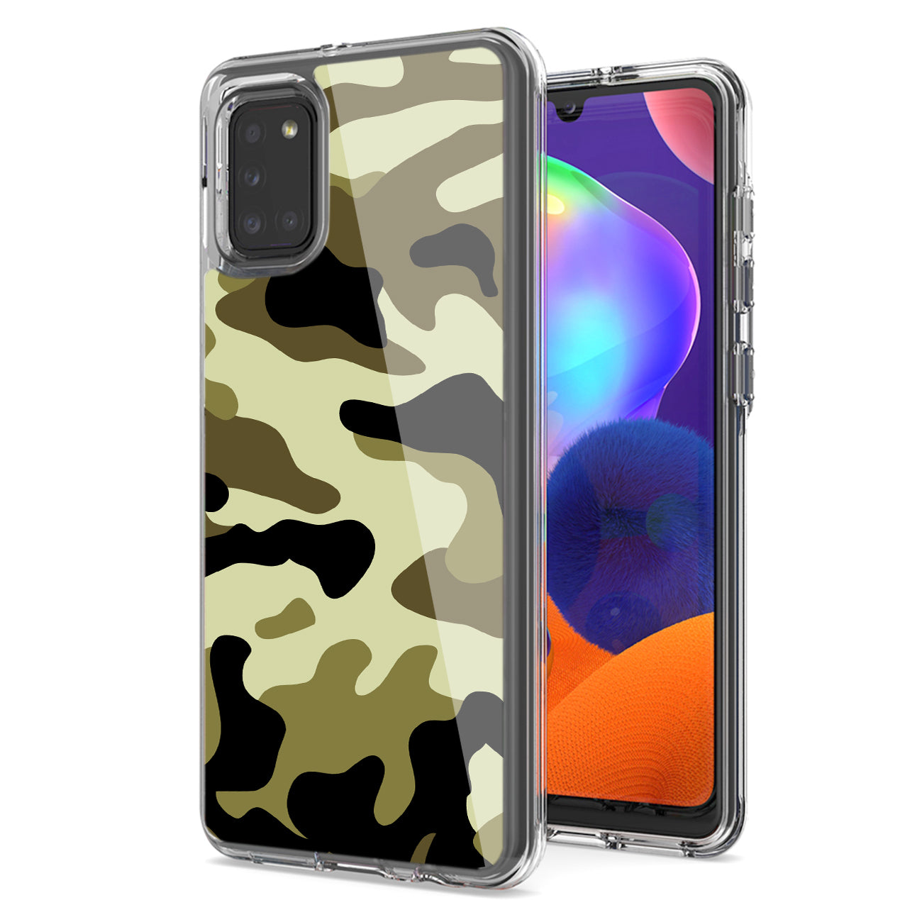 Camouflage Dual Layer Hybrid Hard & Soft TPU Rubber Case for SAMS GALAXY A31 In Green