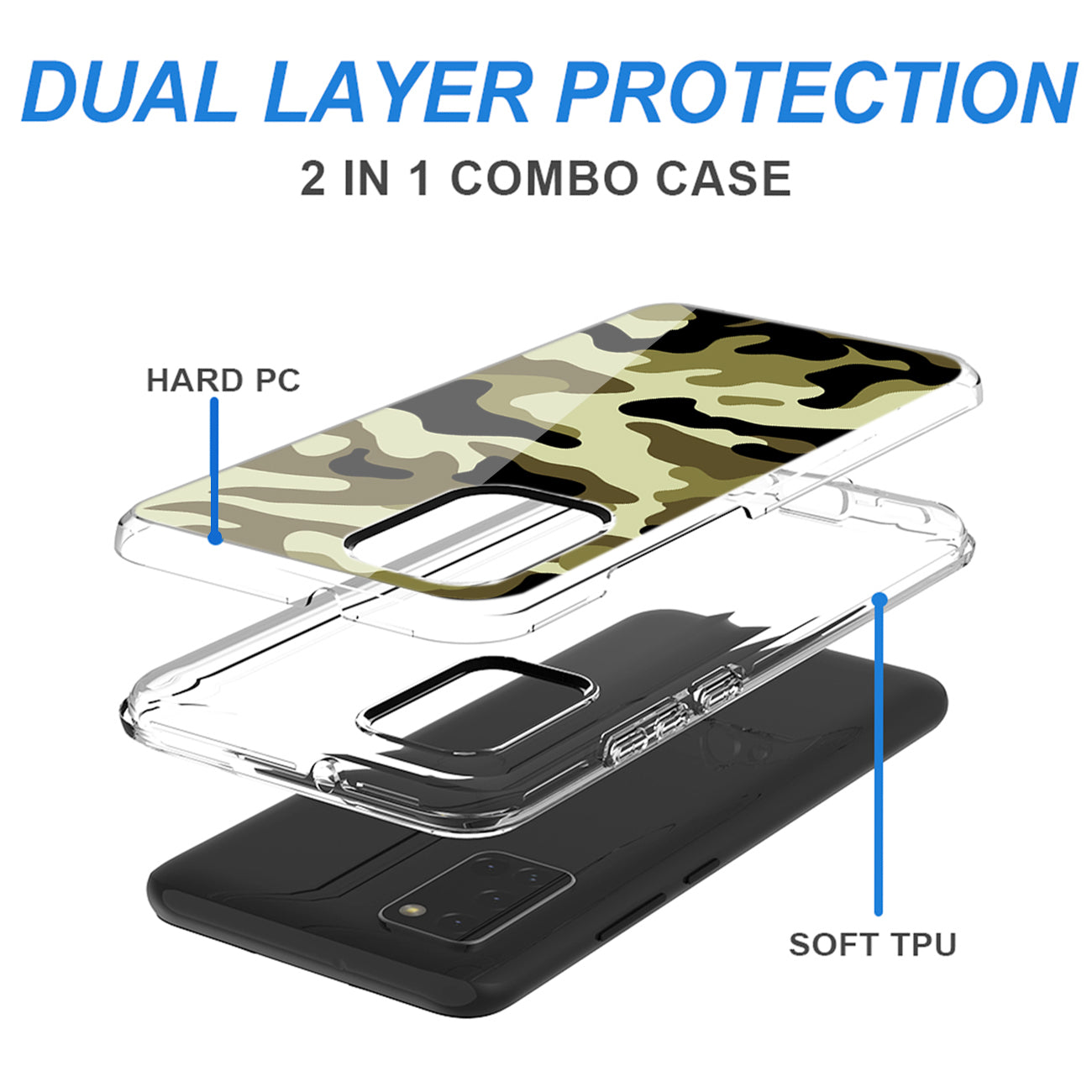 Camouflage Dual Layer Hybrid Hard & Soft TPU Rubber Case for SAMS GALAXY A31 In Green