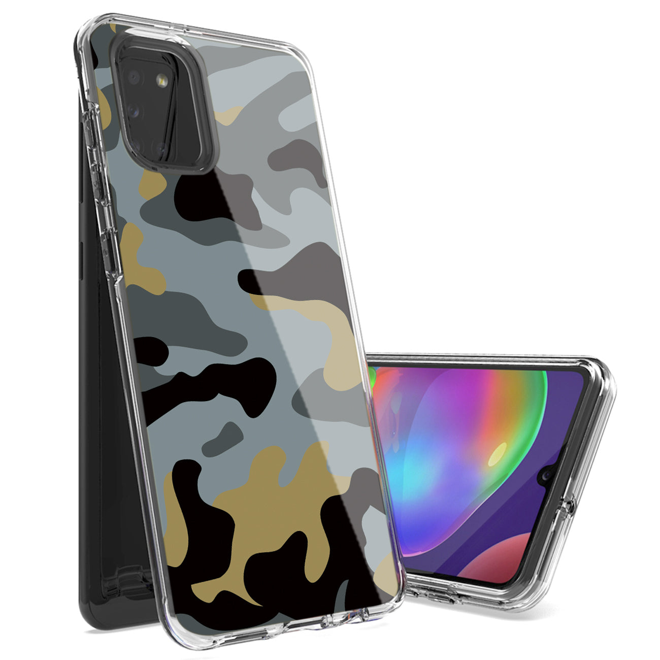 Camouflage Dual Layer Hybrid Hard & Soft TPU Rubber Case for SAMS GALAXY A31 In Blue
