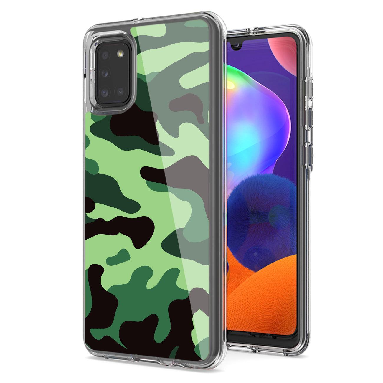 Camouflage Dual Layer Hybrid Hard & Soft TPU Rubber Case for SAMS GALAXY A31 In Mint Green
