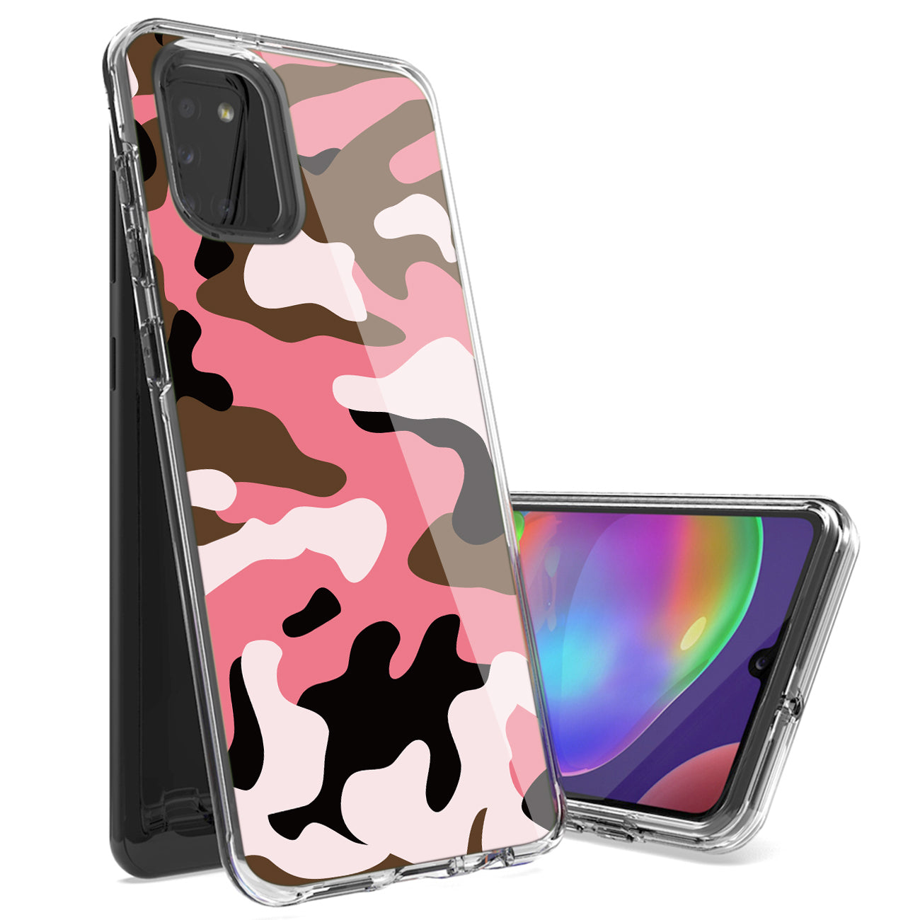 Camouflage Dual Layer Hybrid Hard & Soft TPU Rubber Case for SAMS GALAXY A31 In Pink