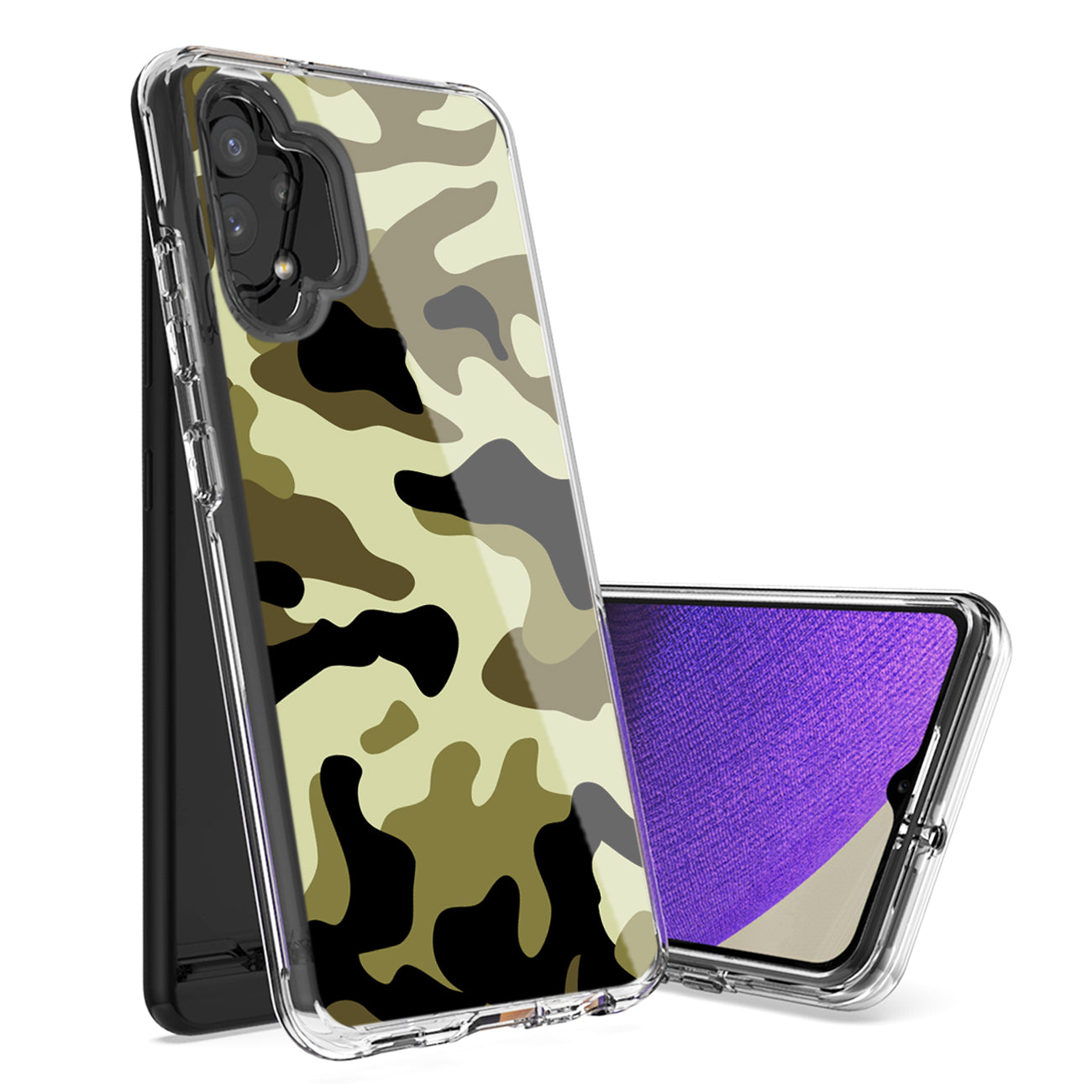 Camouflage Dual Layer Hybrid Hard & Soft TPU Rubber Case for SAMS GALAXY A32 5G In Green