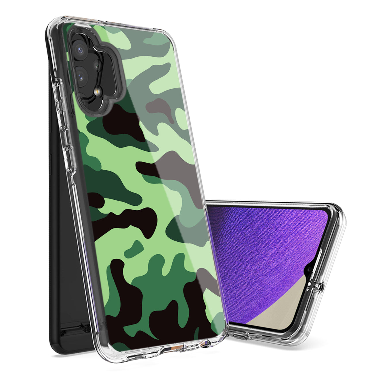 Camouflage Dual Layer Hybrid Hard & Soft TPU Rubber Case for SAMS GALAXY A32 5G In Mint Green