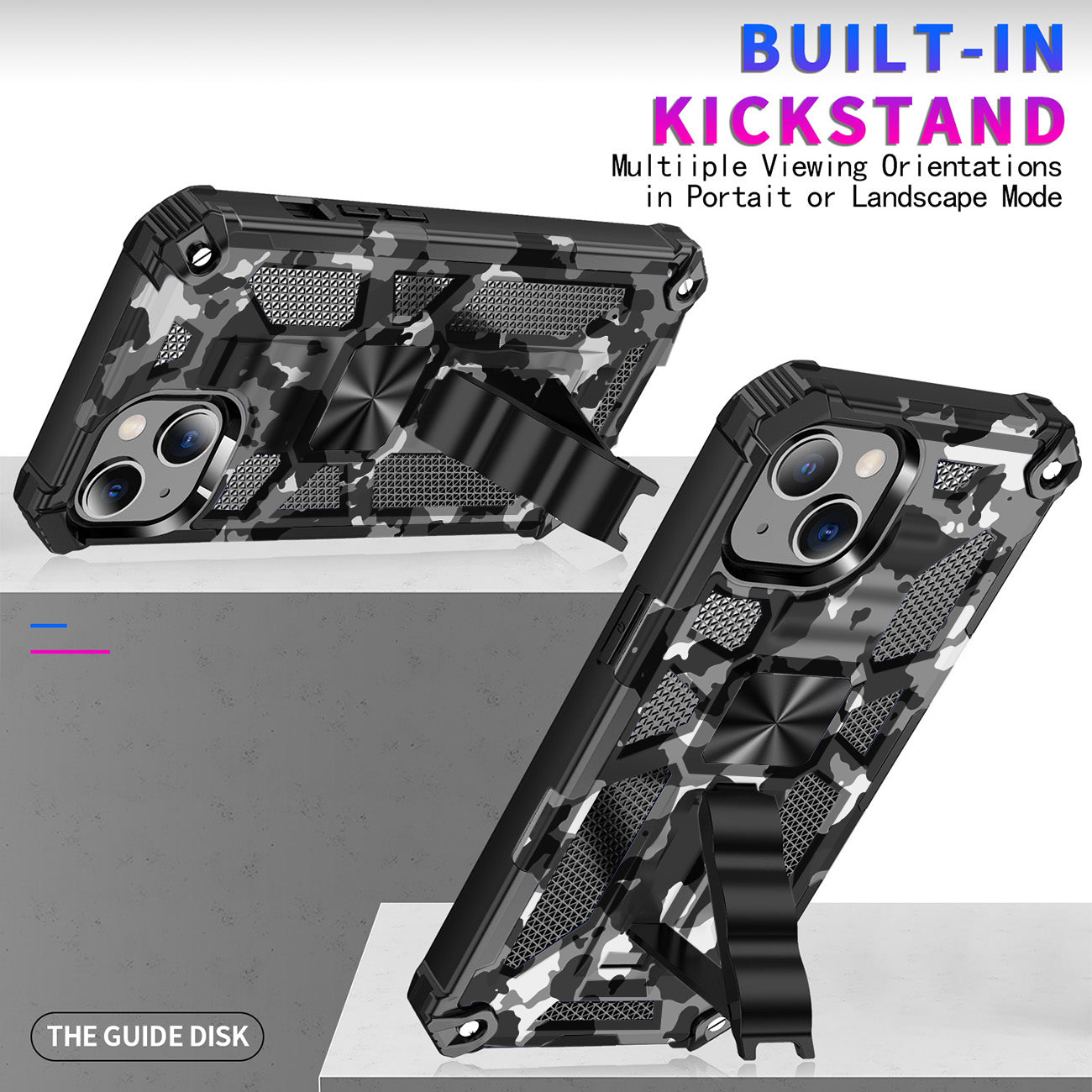 Case TPU With Built-in Kickstand Magnetic Mount Apple iPhone 13 Camouflage