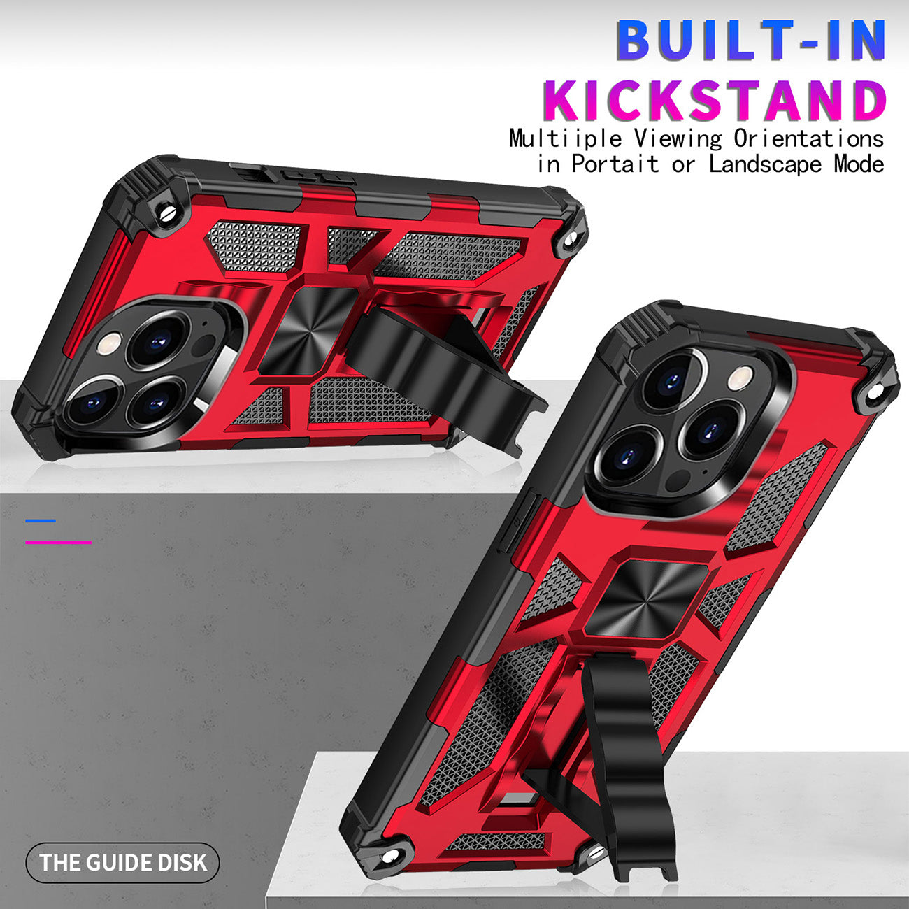 Case TPU Built-In Kickstand With Magnetic Mount Apple iPhone 13 Pro Max Red Color