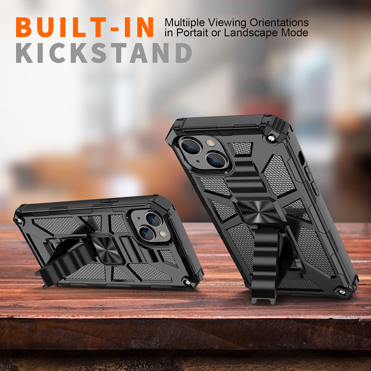 Built-in Kickstand TPU Case with Magnetic Mount for APPLE IPHONE 14 in Black
