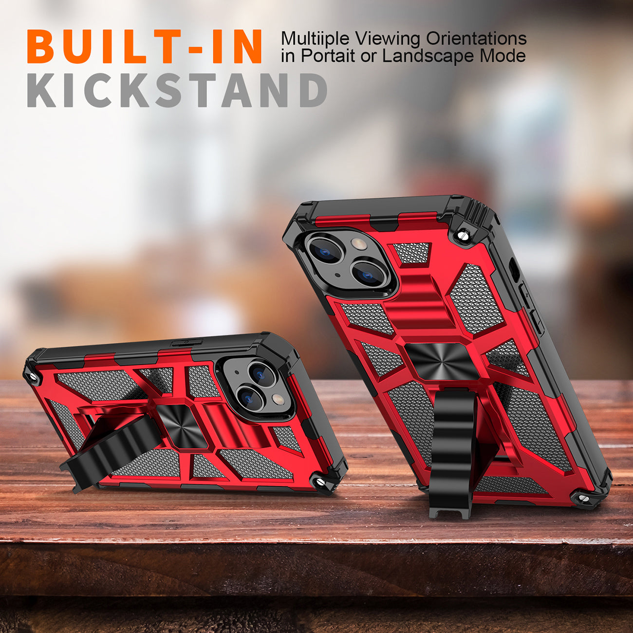 Built-in Kickstand TPU Case with Magnetic Mount for APPLE IPHONE 14 PLUS in Red