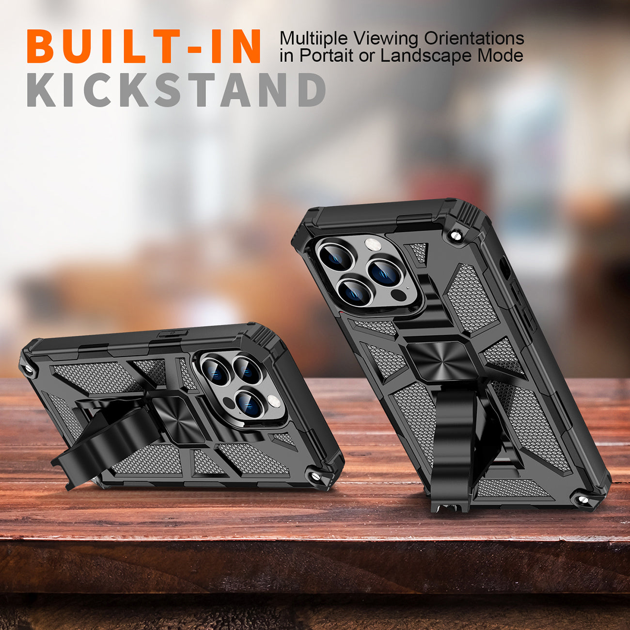 Built-in Kickstand TPU Case with Magnetic Mount for APPLE IPHONE 14 PRO in Black