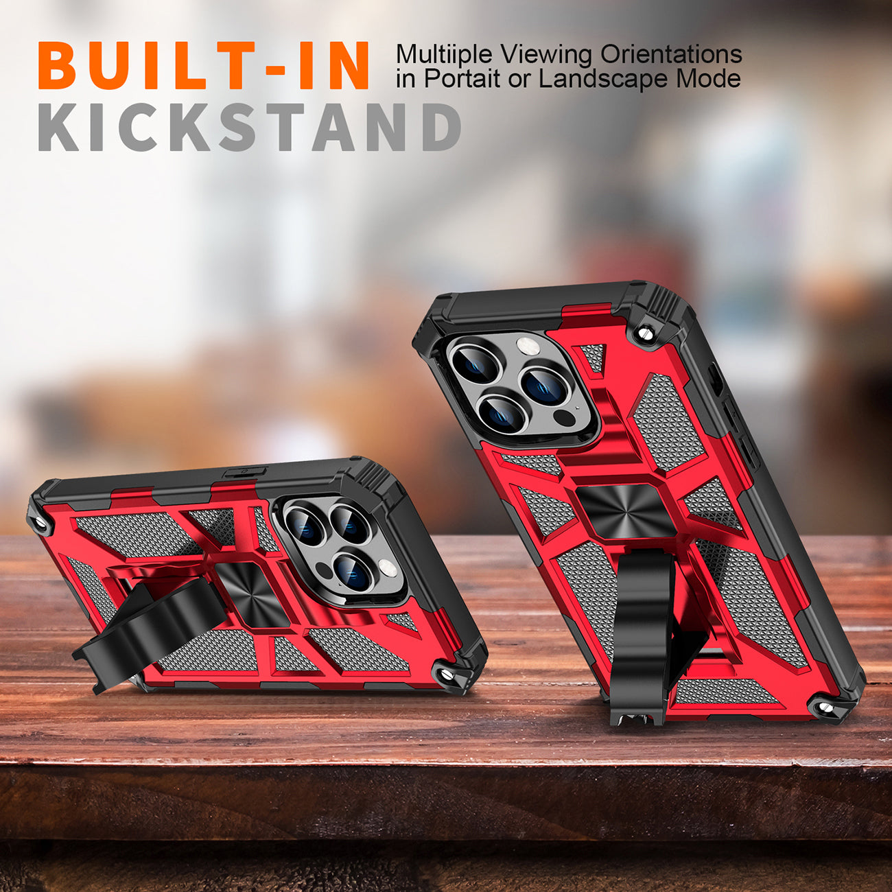 Built-in Kickstand TPU Case with Magnetic Mount for APPLE IPHONE 14 PRO in Red