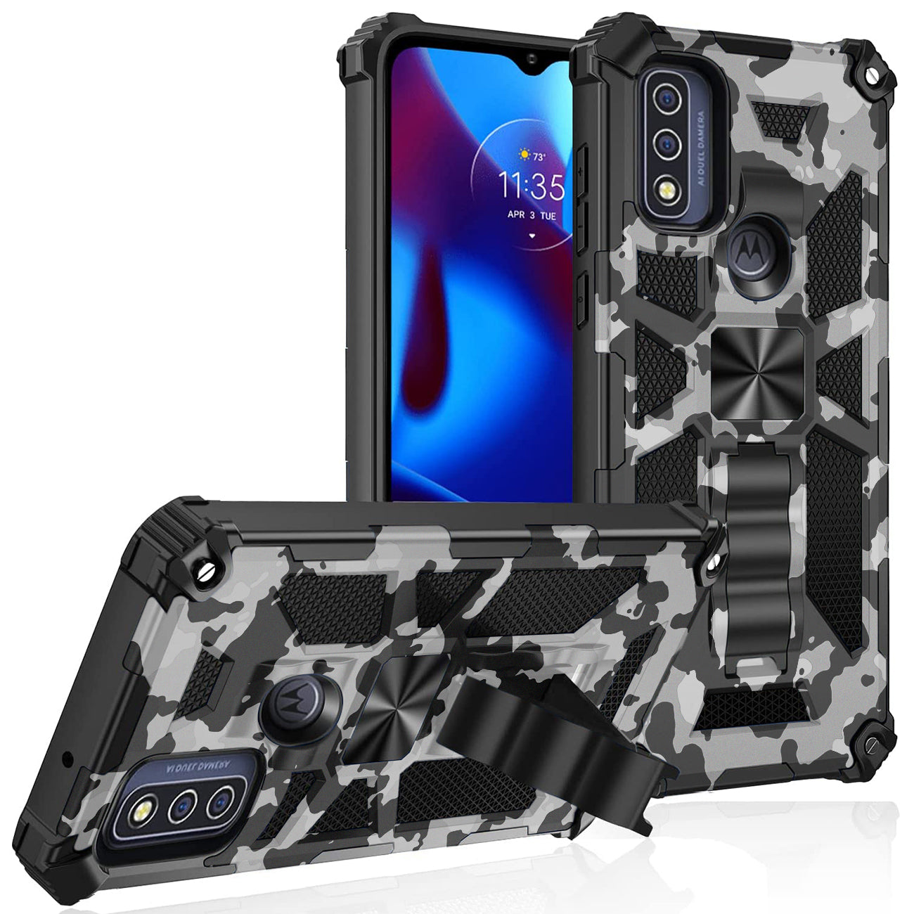 Built-in Kickstand TPU Case with Magnetic Mount for MOTOROLA MOTO G PURE and Moto G power 2022 in Camouflage