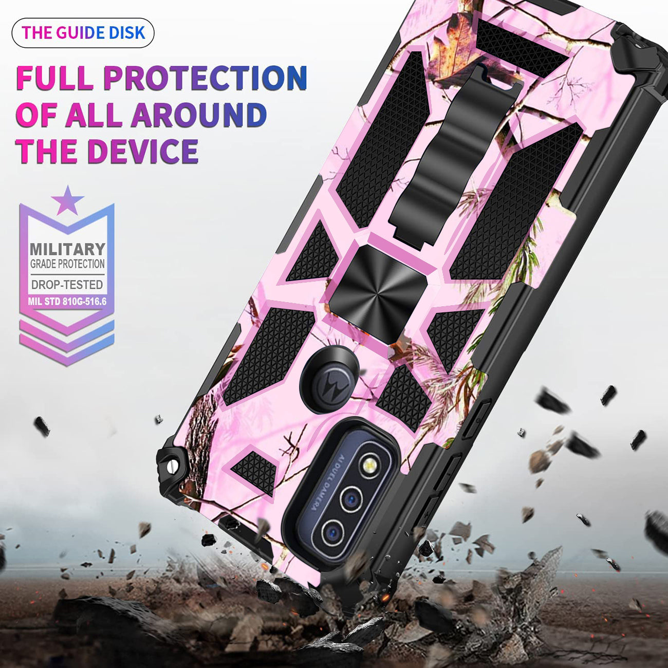 Built-in Kickstand TPU Case with Magnetic Mount for MOTOROLA MOTO G PURE and Moto G power 2022 in Tree leaf patterns