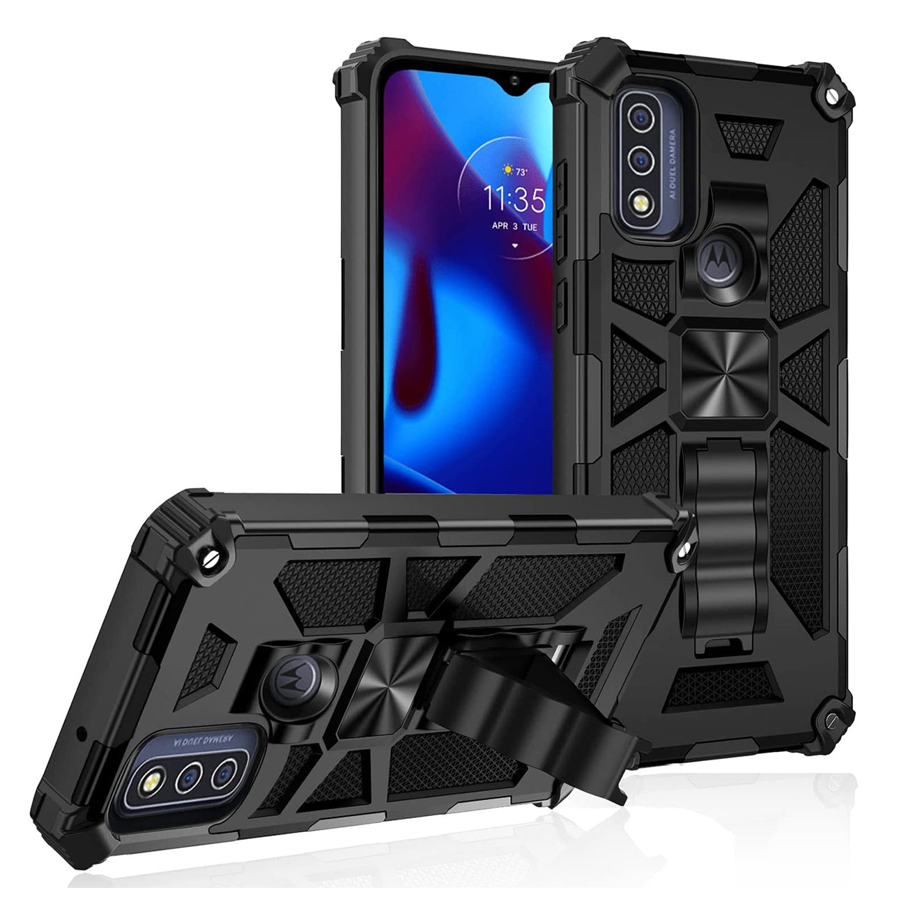 Built-in Kickstand TPU Case with Magnetic Mount for MOTOROLA MOTO G PURE and Moto G power 2022 in Black