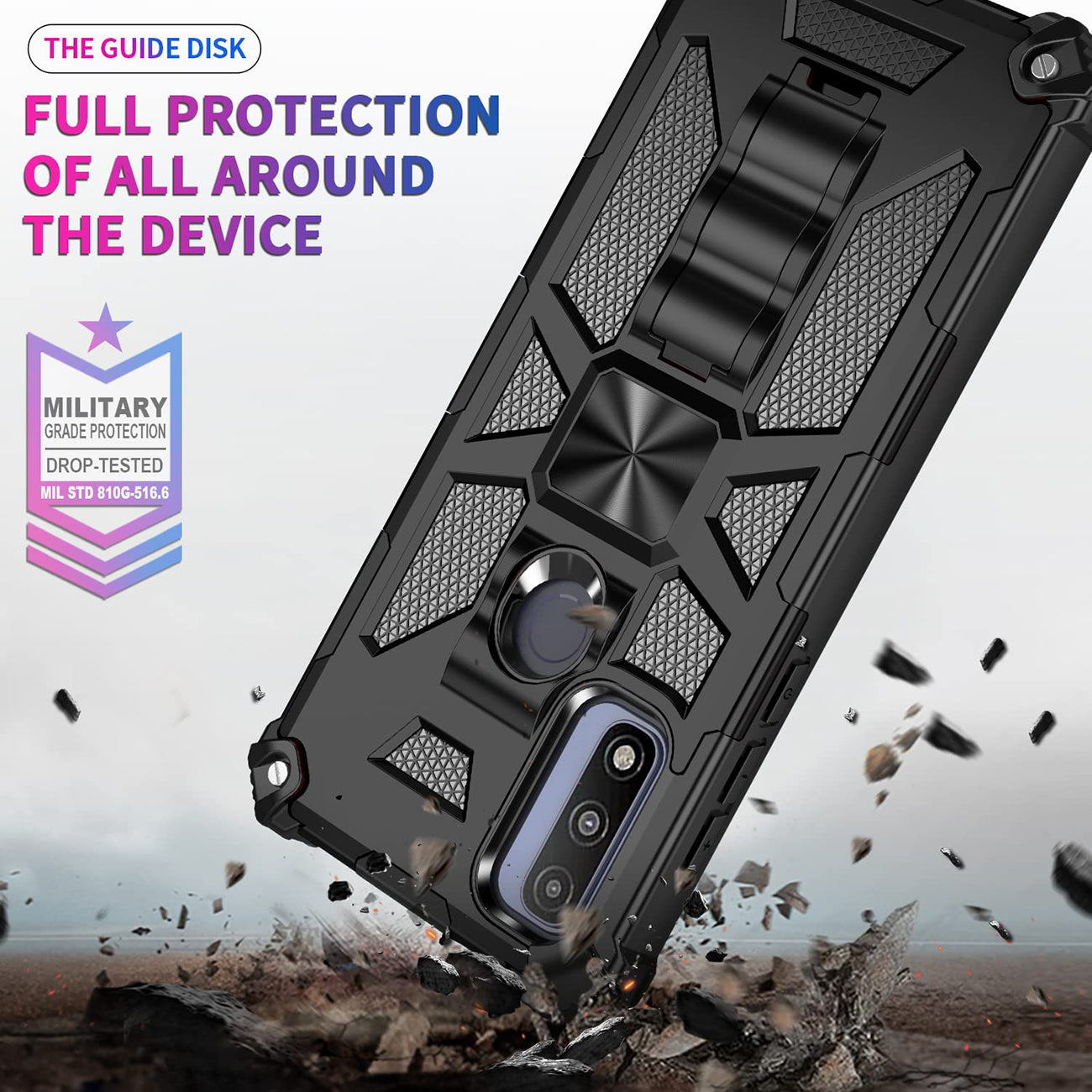 Built-in Kickstand TPU Case with Magnetic Mount for MOTOROLA MOTO G PURE and Moto G power 2022 in Black