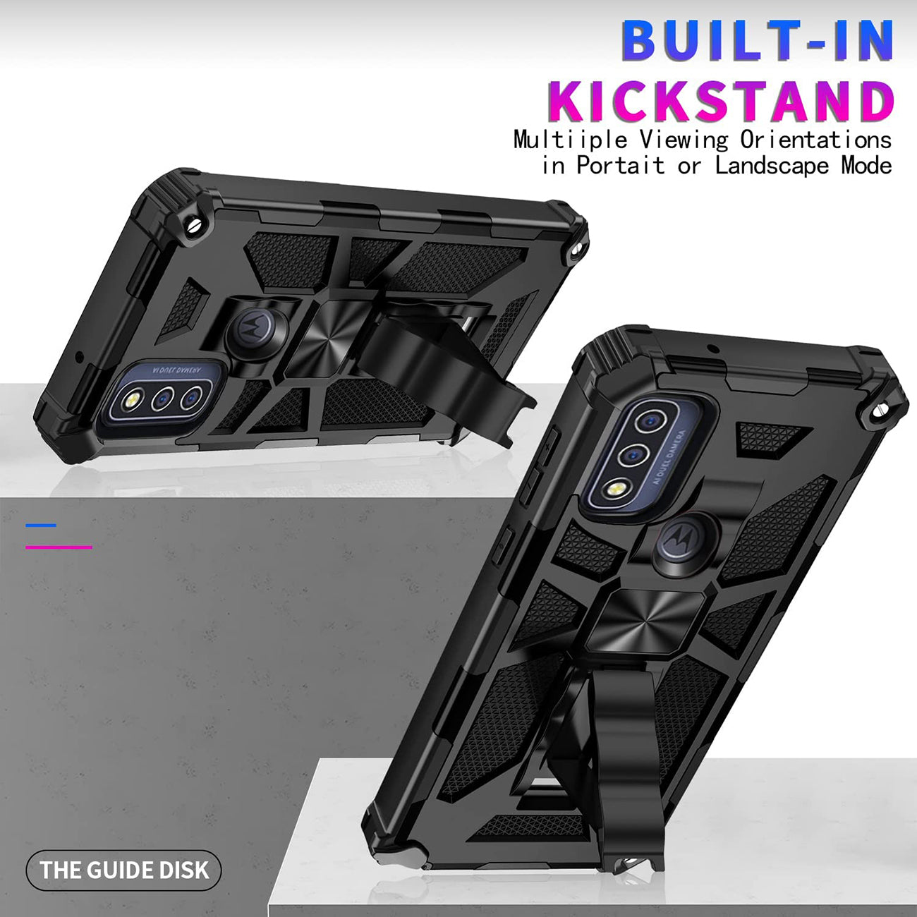 Built-in Kickstand TPU Case with Magnetic Mount for MOTOROLA MOTO G PURE and Moto G power 2022 in Black