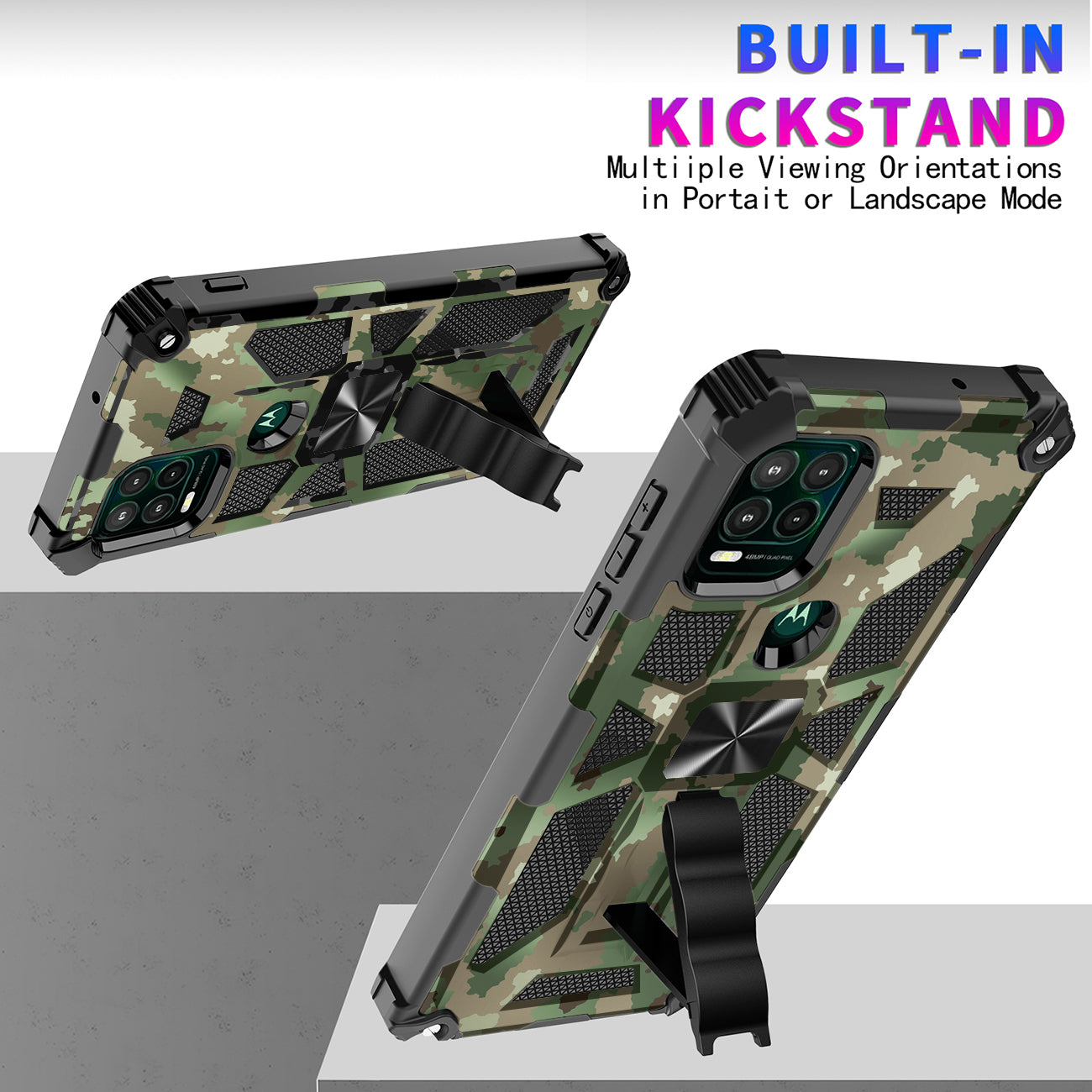 Case TPU Built-In Kickstand With Magnetic Mount Motorola Moto G Stylus 5G Camouflage