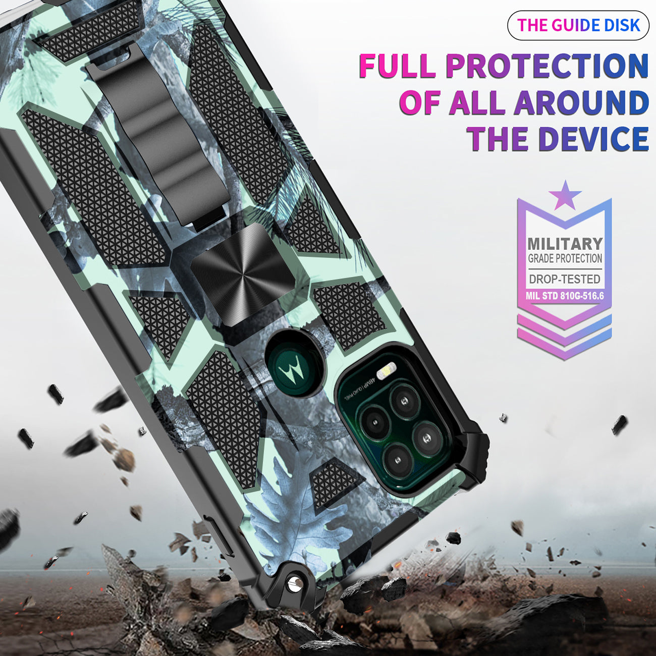 Built-in Kickstand TPU Case with Magnetic Mount for Motorola moto g stylus 5G in Tree leaf patterns