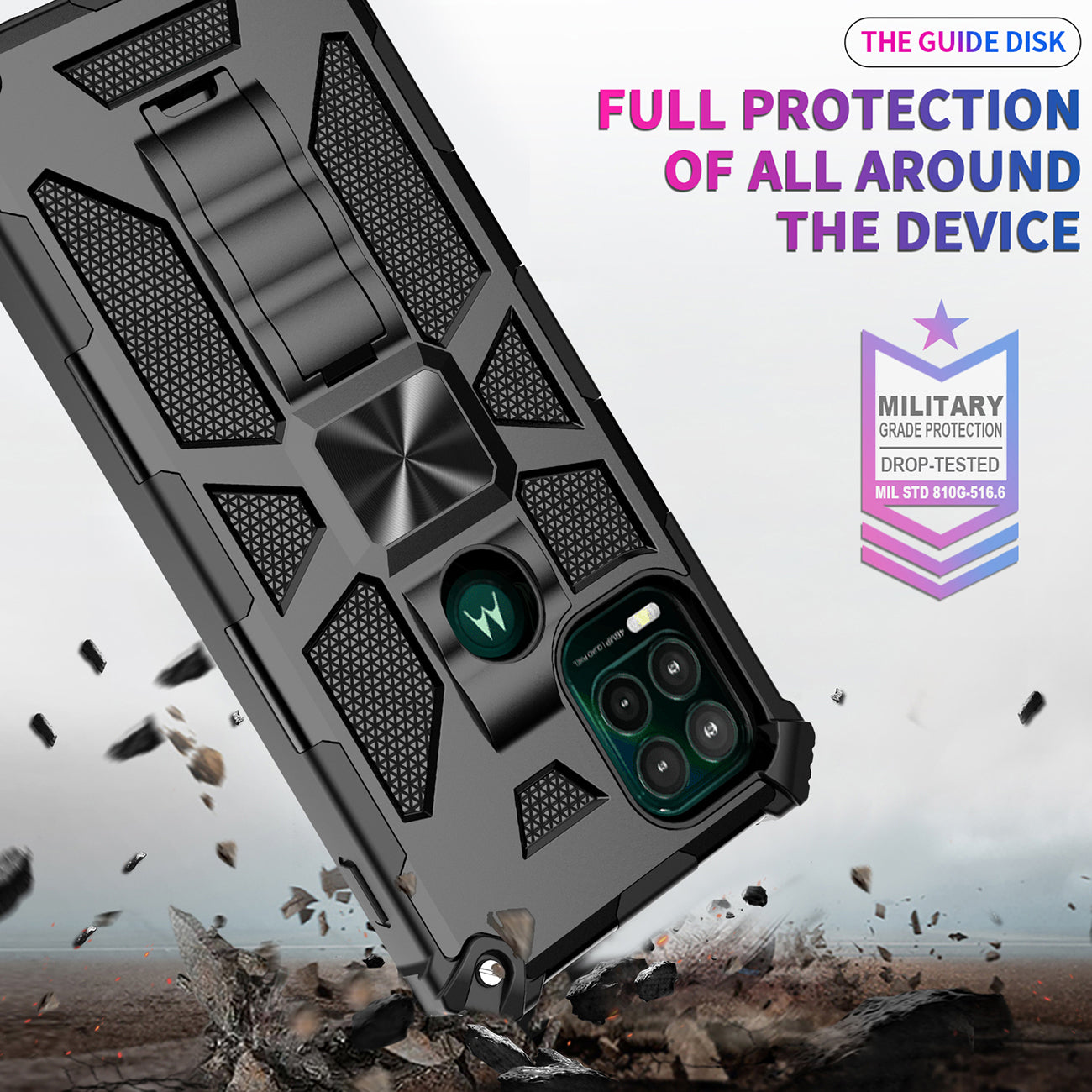 Case TPU Built-In Kickstand With Magnetic Mount Motorola Moto G Stylus 5G Black Color