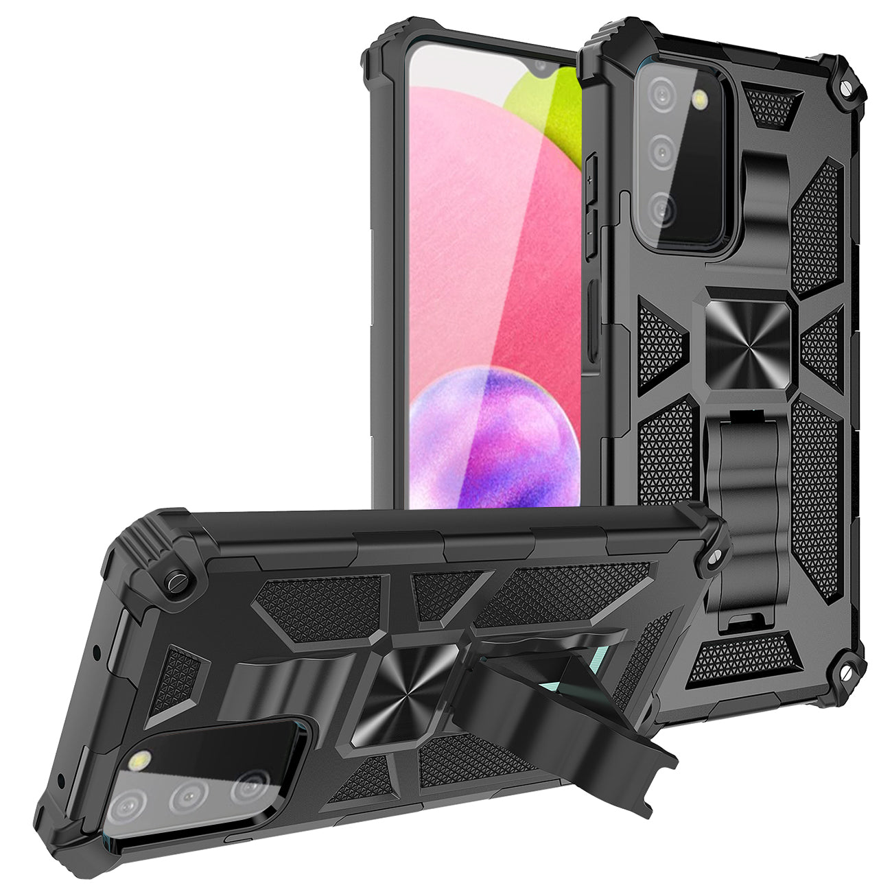 Built-in Kickstand TPU Case with Magnetic Mount for SAMSUNG GALAXY A03S in Black