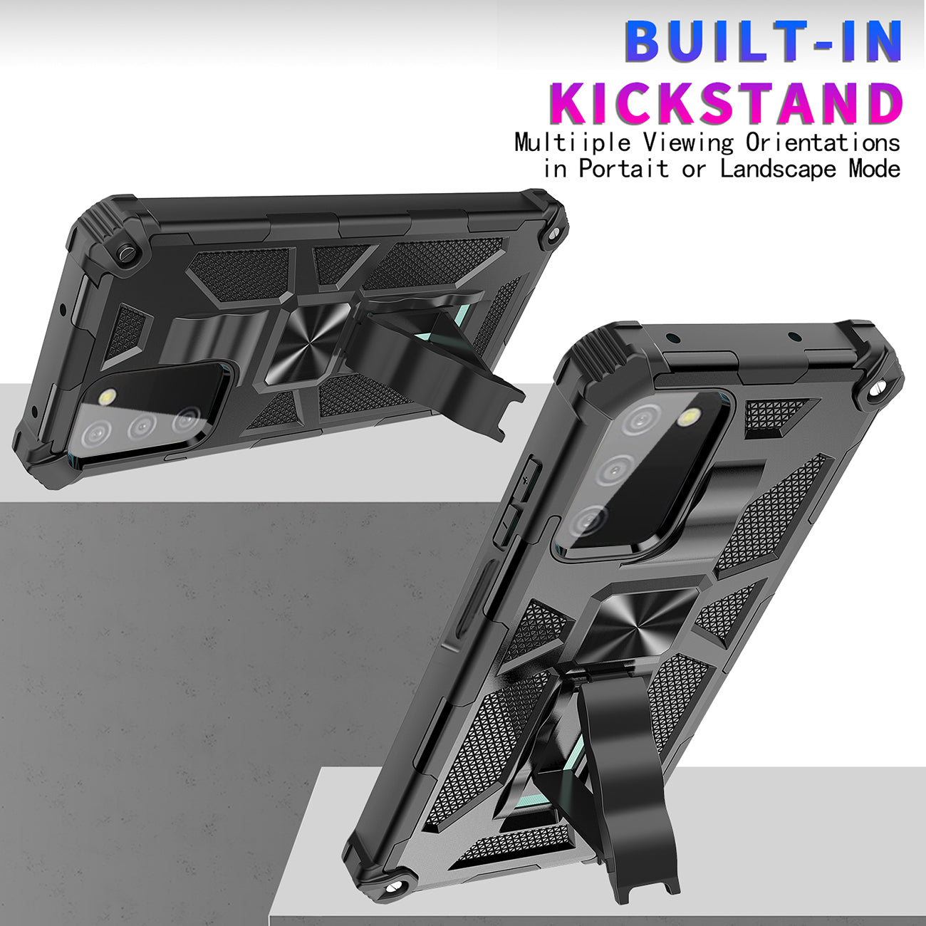 Built-in Kickstand TPU Case with Magnetic Mount for SAMSUNG GALAXY A03S in Black