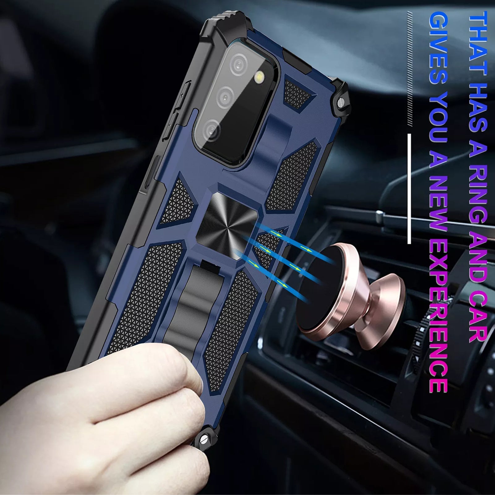 Built-in Kickstand TPU Case with Magnetic Mount for SAMSUNG GALAXY A03S in Blue