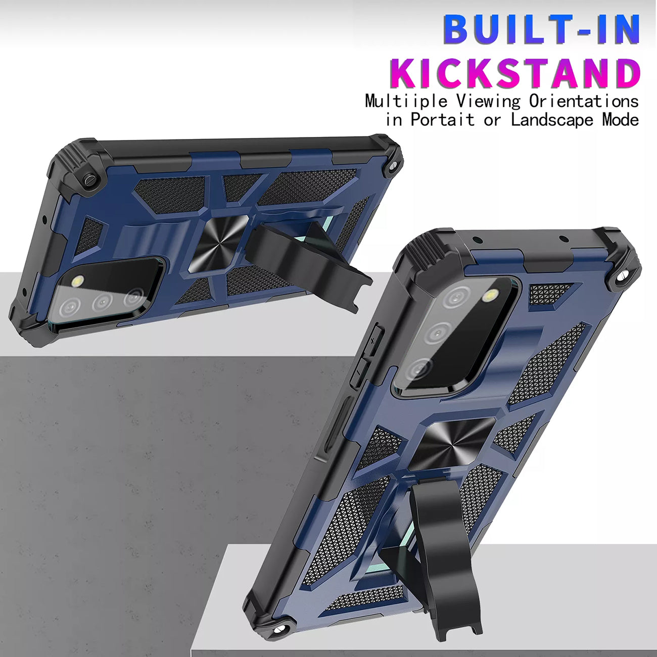 Built-in Kickstand TPU Case with Magnetic Mount for SAMSUNG GALAXY A03S in Blue