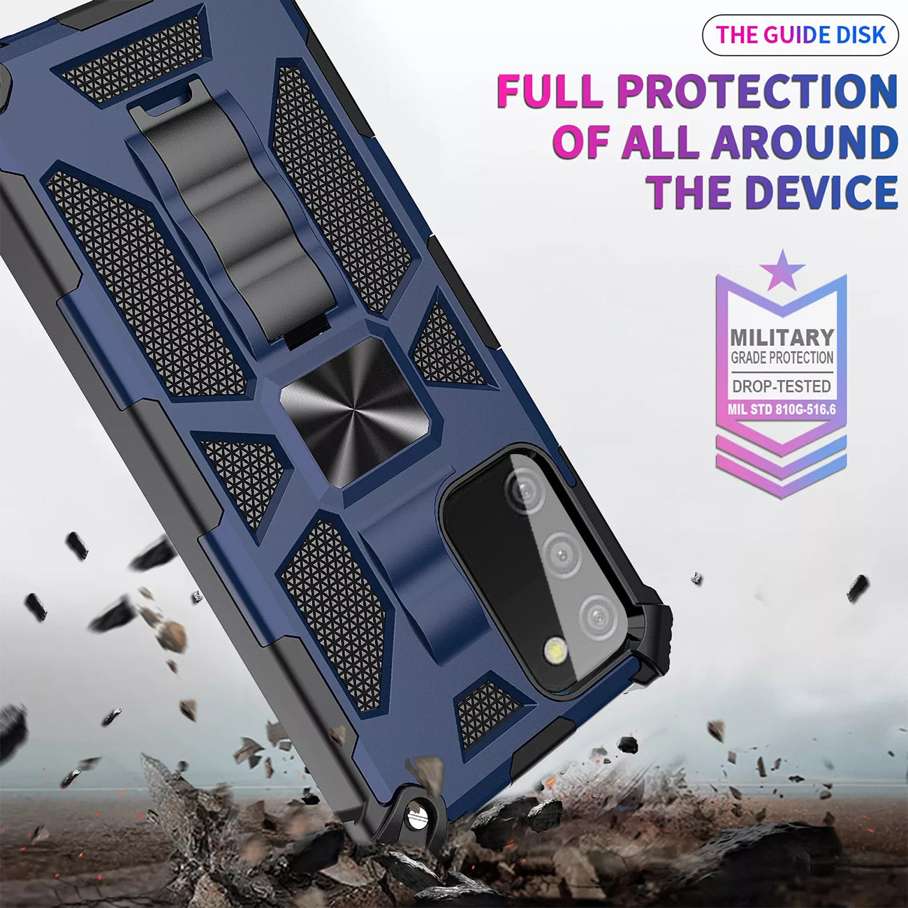 Built-in Kickstand TPU Case with Magnetic Mount for SAMSUNG GALAXY A03S in Blue