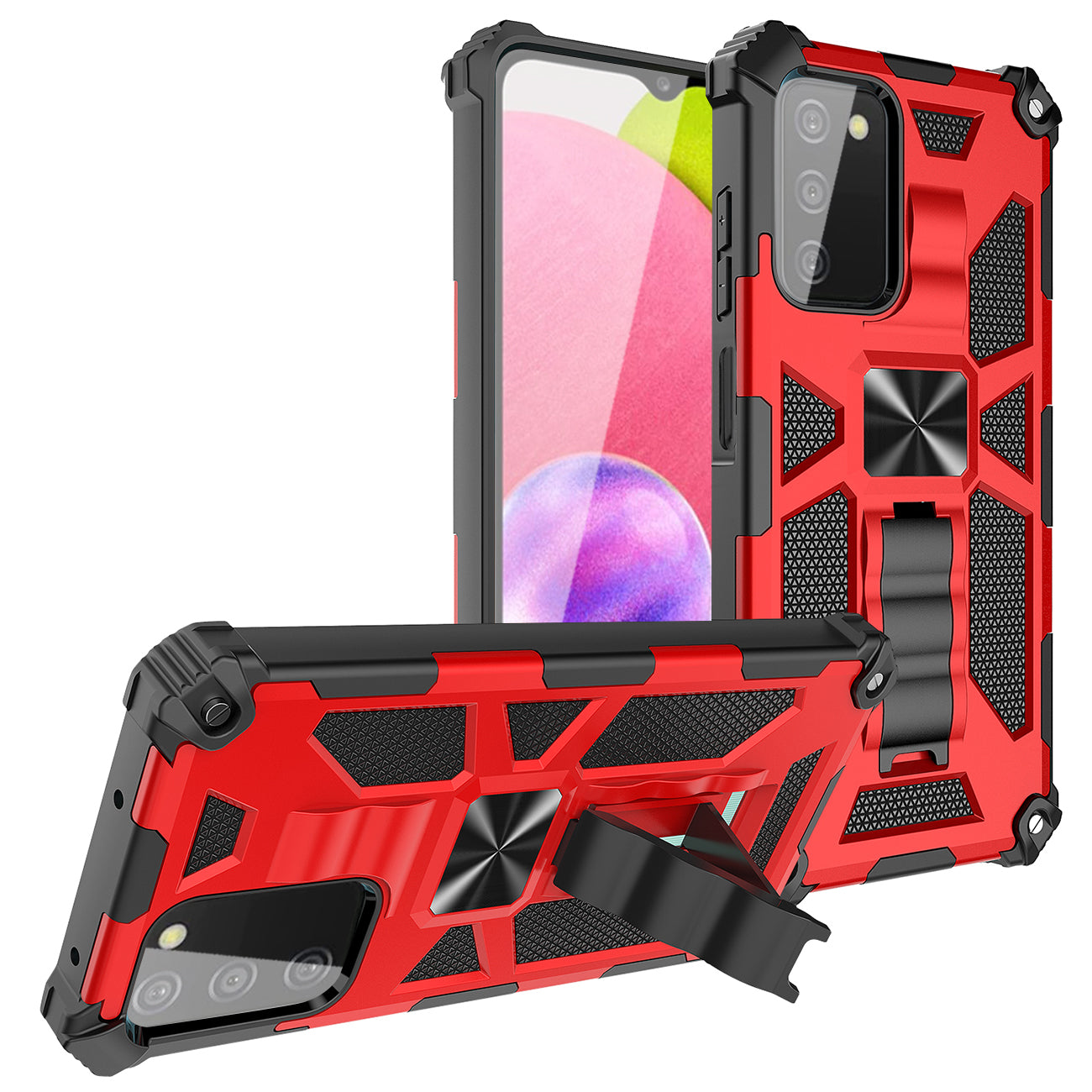 Built-in Kickstand TPU Case with Magnetic Mount for SAMSUNG GALAXY A03S in Red