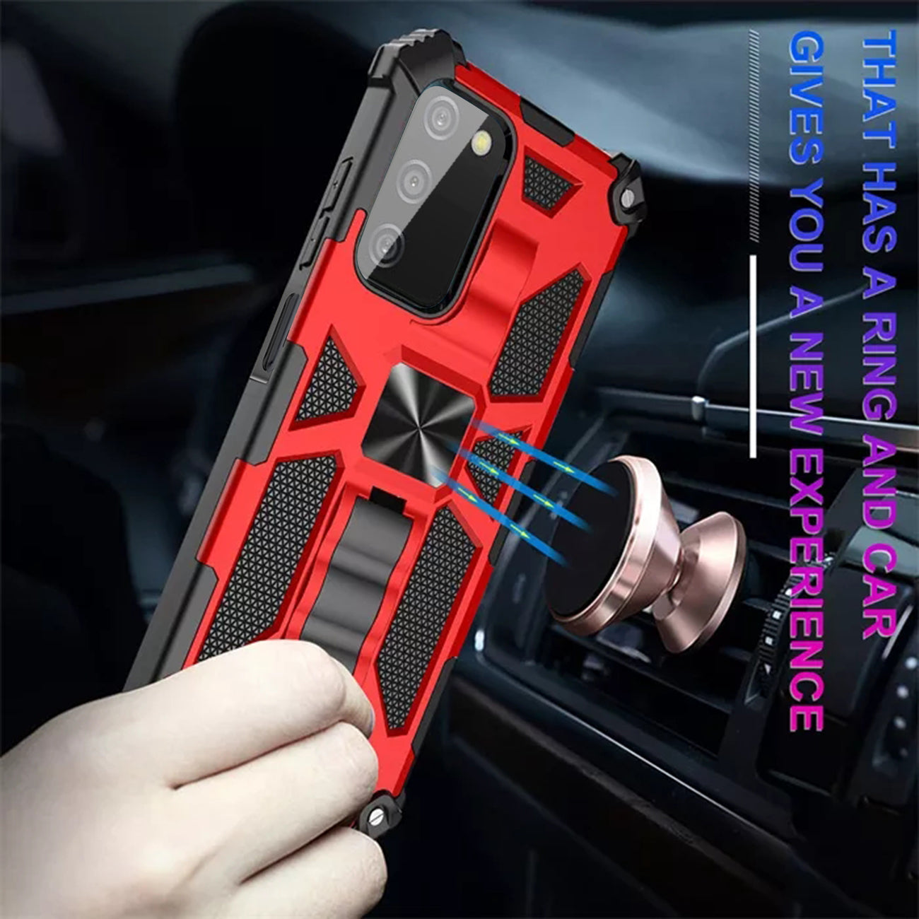 Built-in Kickstand TPU Case with Magnetic Mount for SAMSUNG GALAXY A03S in Red