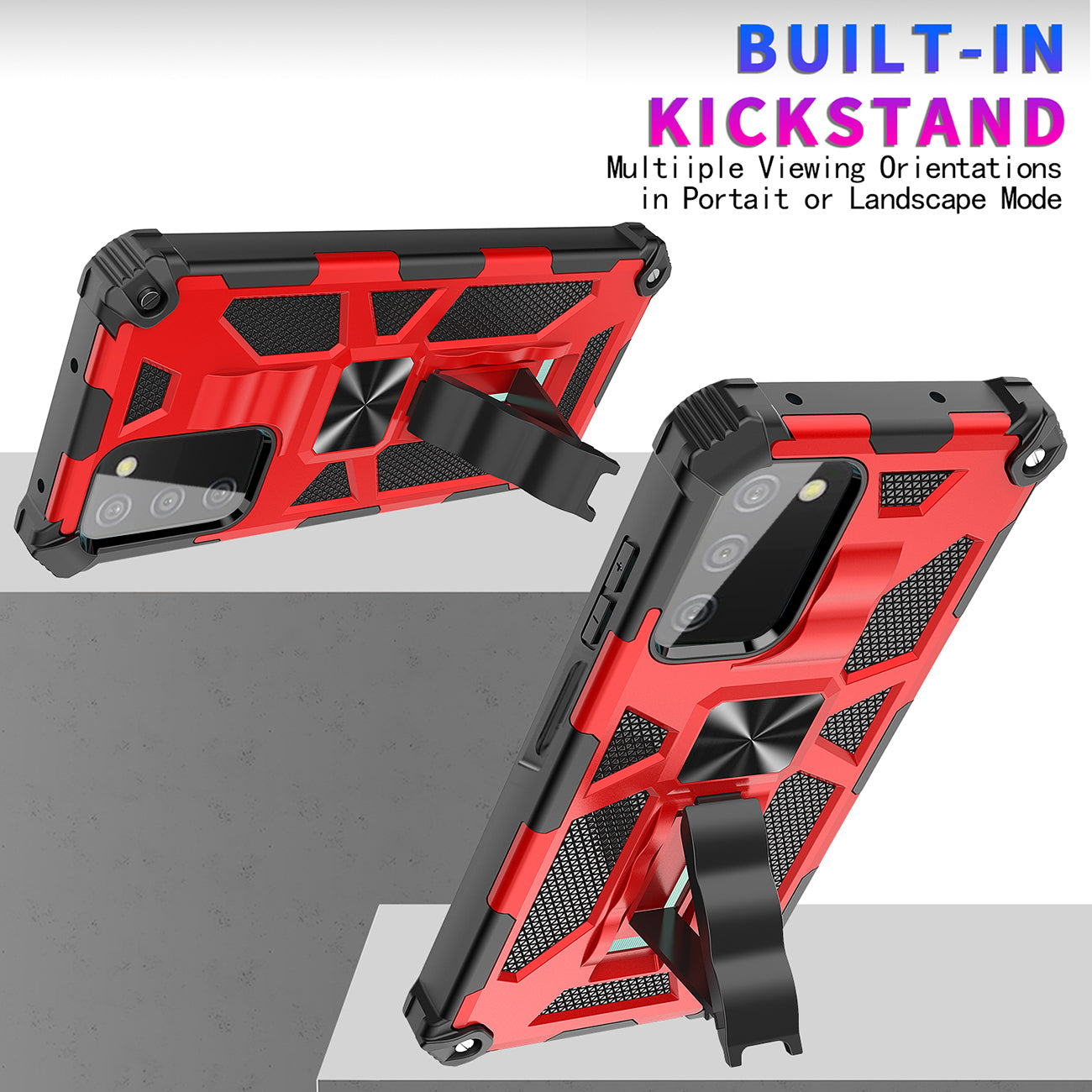Built-in Kickstand TPU Case with Magnetic Mount for SAMSUNG GALAXY A03S in Red