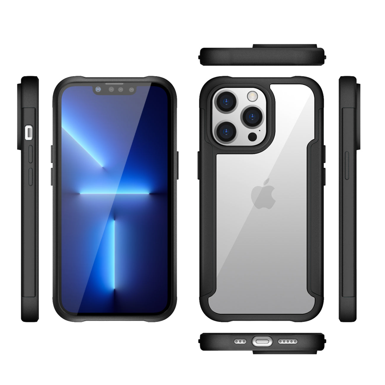 Case Metal Bumper PC TPU High Quality Clean For iPhone 13 Max Black Color
