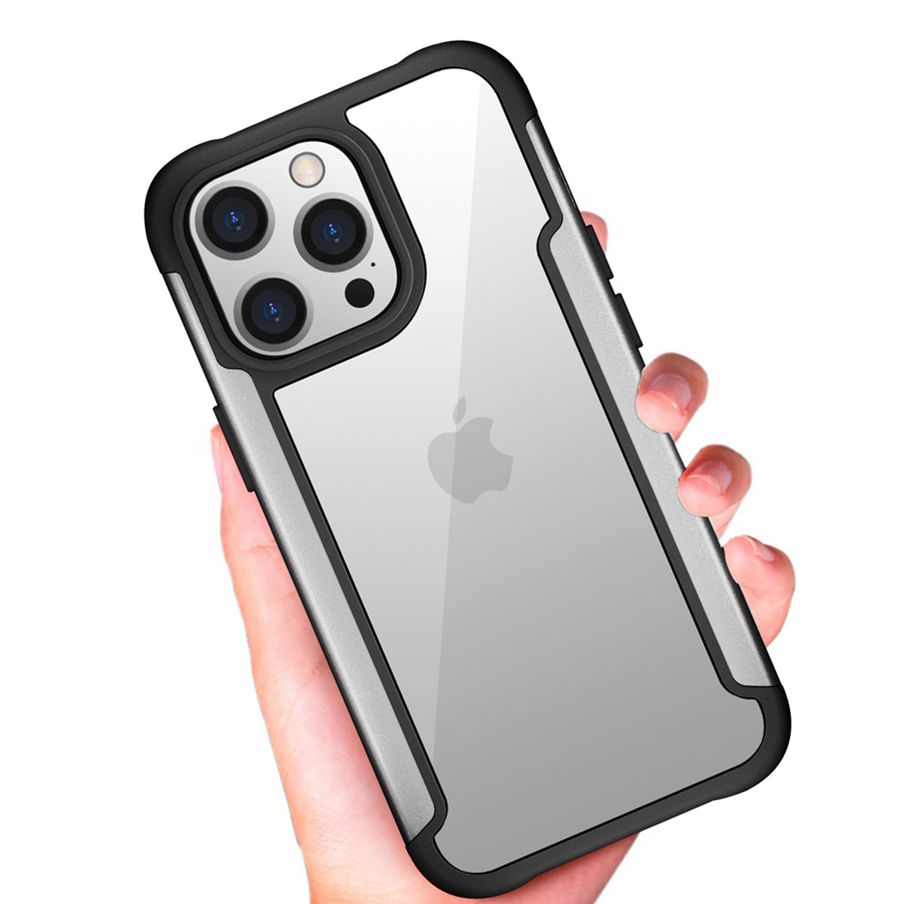 Case Metal Bumper PC TPU High Quality Clean For iPhone 13 Max Silver Color