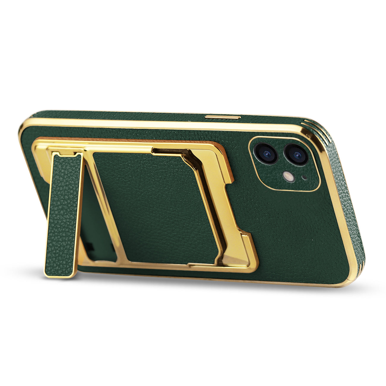 IPHONE 11 Leather Case with Card Holder In Green