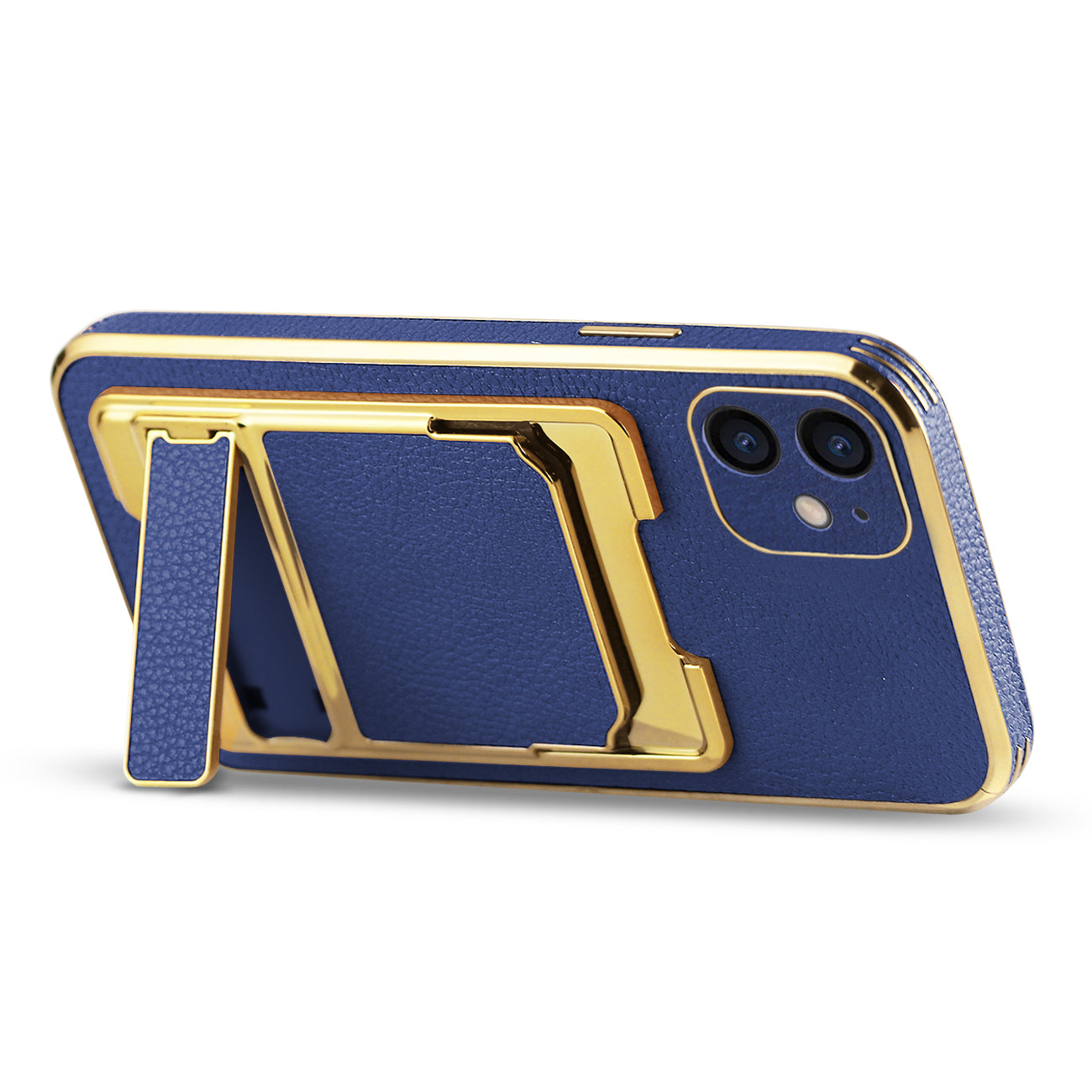Case Leather With Card Holder iPhone 12 Blue Color